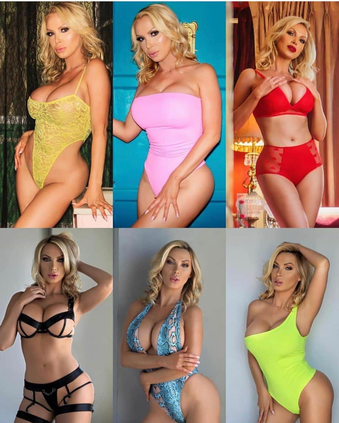 ニッキー・ベンツさんのインスタグラム写真 - (ニッキー・ベンツInstagram)「Love this collage 💛💙💚❤️💝 Which outfit is your favorite?」6月19日 8時15分 - nikkibenz