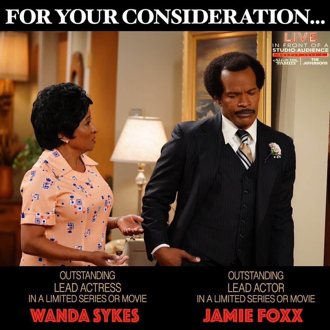 ジミー・キンメルさんのインスタグラム写真 - (ジミー・キンメルInstagram)「George & Weezy #ForYourConsideration @IamWandaSykes @IamJamieFoxx #TheJeffersons #AllInTheFamily #LiveInFrontOfAStudioAudience #Emmys #FYC」6月19日 8時35分 - jimmykimmel