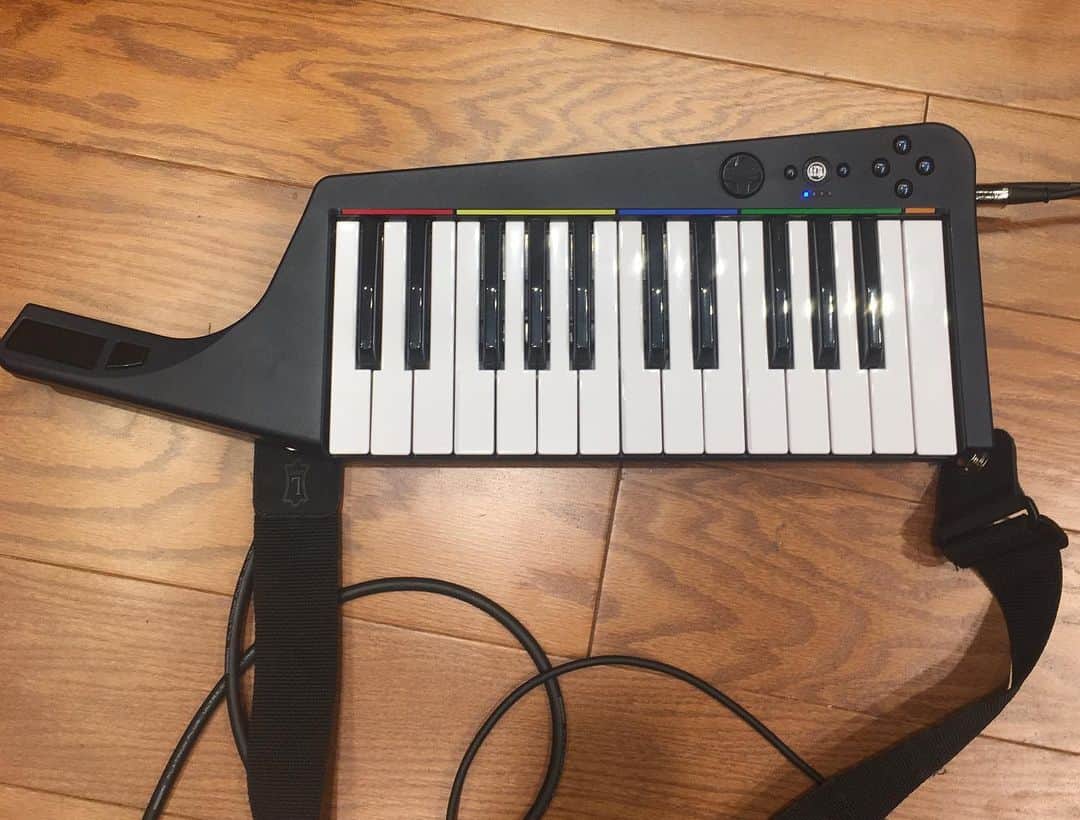 アウル・シティーのインスタグラム：「I love this thing. I play it on tour a lot. It has midi out so I use it to control hardware synths. It’s a Nintendo controller for the game Rock Band and you can get one at Target for $28 🤷🏼‍♂️」