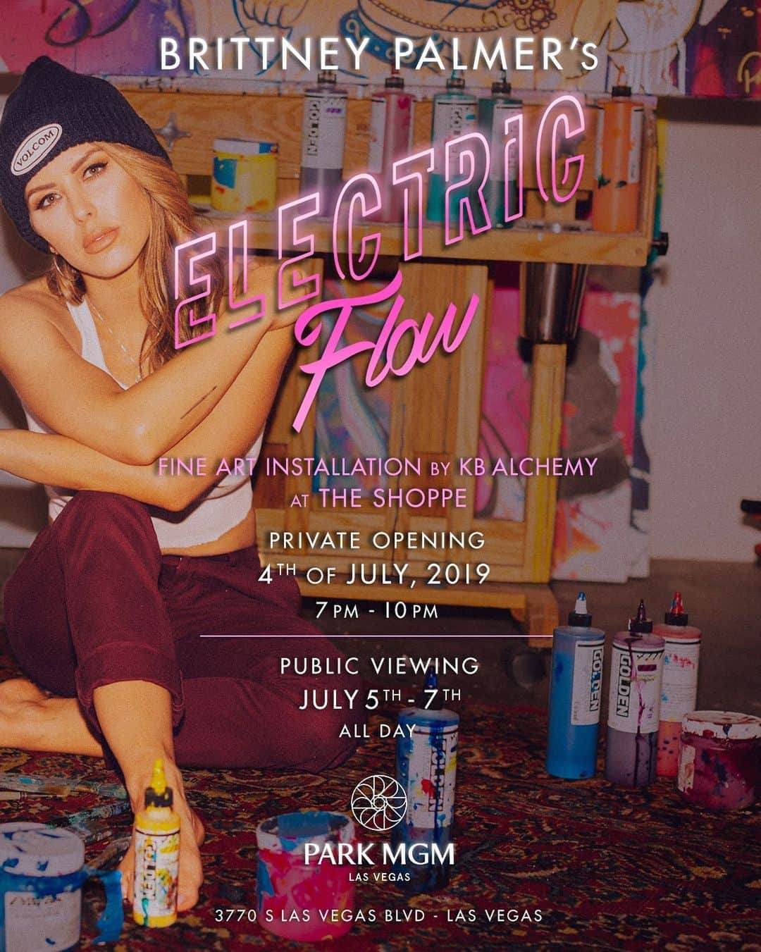 ブリトニー・パーマーさんのインスタグラム写真 - (ブリトニー・パーマーInstagram)「**BIG NEWS** I am so happy to announce my first major solo exhibition in my hometown of Las Vegas!! Electric Flow’ is opening July 4 -7th at @parkmgm hotel during @ufc international fight week!  Cant wait to show you what I’ve been working on!  This show will have never before seen paintings, merchandise and special guests!  Mark your calendars and come immerse yourself in art! #parkMGM #artiseverything @brittneypalmerart  Produced by @kamela  Photo by @josevaldezphoto」6月20日 6時00分 - brittneypalmer