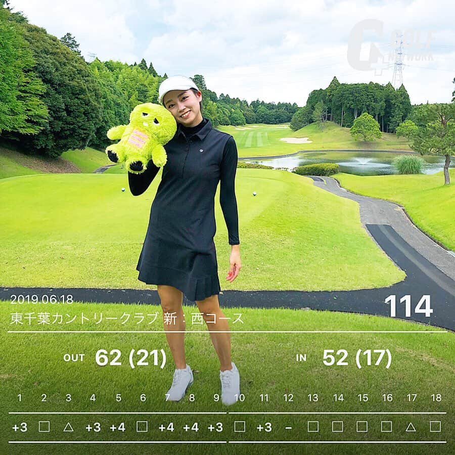 石田美奈子のインスタグラム：「𝔾𝕠𝕝𝕗. . 昨日のゴルフ。 初めての#東千葉カントリークラブ でラウンドしました☺︎ 前半はバンカーにやられて散々😂後半は私にしては良し！ . 新しい#ヘッドカバー を購入しました(๑･̑◡･̑๑) 昔からよく似ていると言われる#ガチャピン 💚 愛着湧くなぁ〜☺︎☺︎☺︎ . ⛳️ → #minako_golf . #golf #golfwear #golfer #briefinggolf #ゴルフ女子 #ゴルフウェア #ゴルフコーデ #ゴルフ女子コーデ #ブリーフィング #ゴルフ動画 #⛳️」