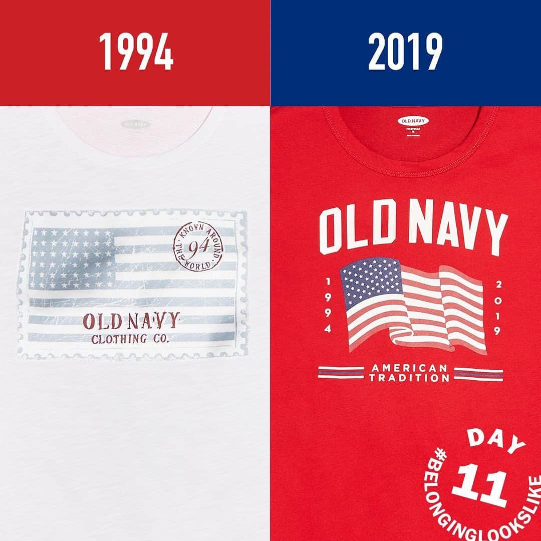 Old Navyさんのインスタグラム写真 - (Old NavyInstagram)「#25yearchallenge: the official shirt of summer/family/the 4th . #tbt #belonginglookslike 🇺🇸」6月20日 0時26分 - oldnavy