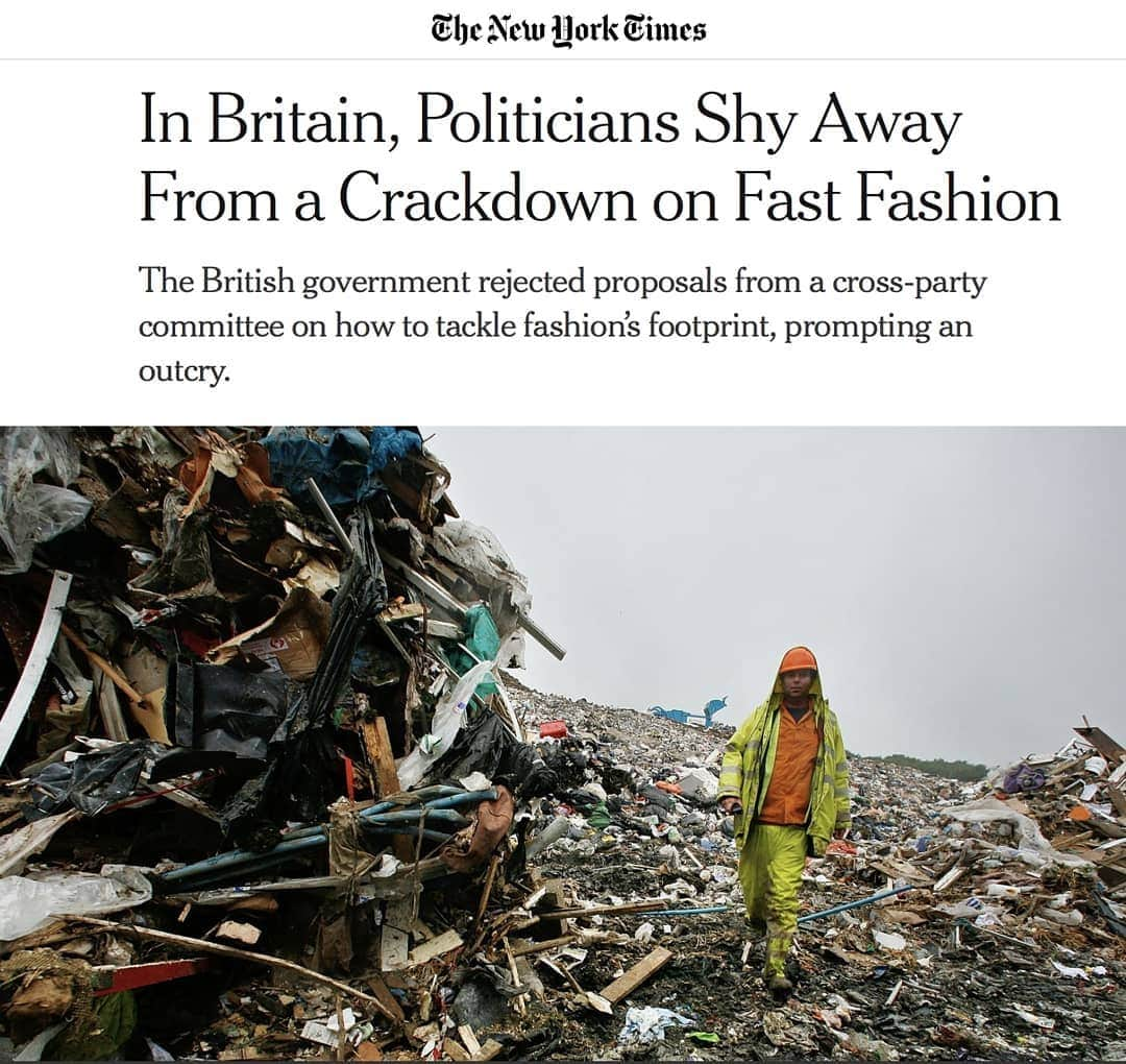 キャサリンハムネットさんのインスタグラム写真 - (キャサリンハムネットInstagram)「Yesterday the UK Government responded to the Environmental Audit Committee's Fixing Fashion report, published in February.  Ministers essentially rejected every recommendation - basically, sympathetic but passive.  Katharine says, "It's tragic.  The report wasn't hard hitting enough anyway and the fact that the government has rebutted all of their recommendations, shows that we are at absolute zero in dealing with these situations where workers are exploited, waste carries on unabated and the environment is damaged irreparably." . . C/o @nytimes . . #PROTESTANDSURVIVE #SAVELIFEONEARTH #NOMOREFASHIONVICTIMS」6月20日 0時41分 - katharinehamnett