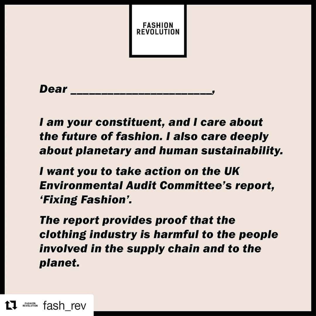 キャサリンハムネットのインスタグラム：「Reposting @fash_rev - write to your MP demanding they take action. . . #PROTESTANDSURVIVE #SAVELIFEONEARTH #NOMOREFASHIONVICTIMS」