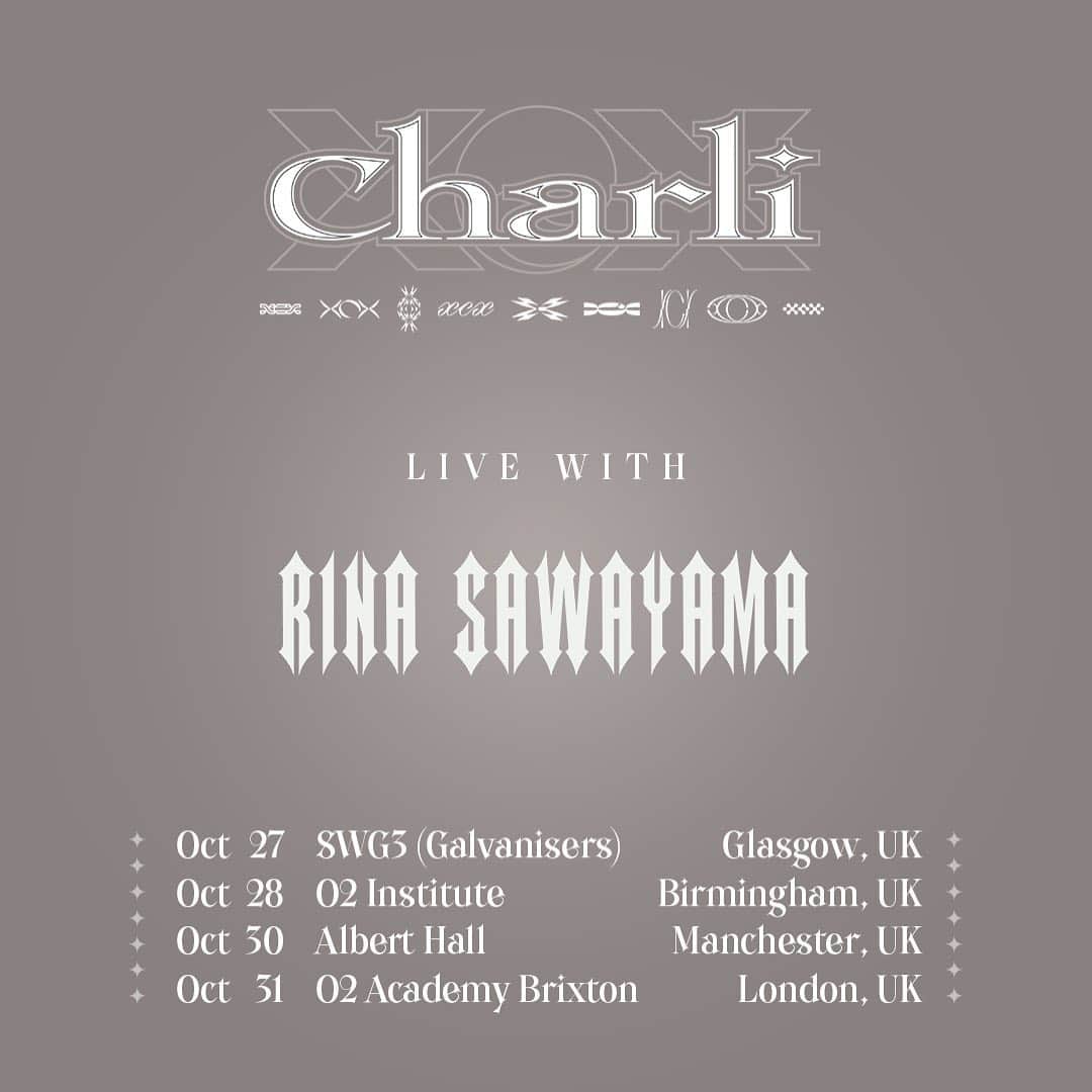 リナ・サワヤマさんのインスタグラム写真 - (リナ・サワヤマInstagram)「BIIIITCH I’m supporting @charli_xcx on the UK leg of her Charli Live tour !!! first time playing in Birmingham Manchester and Glasgow woohoo !! comment below if u coming !! Angels + Pixels unite 👽👽👽👽 tix on sale Friday 10am」6月20日 2時33分 - rinasonline