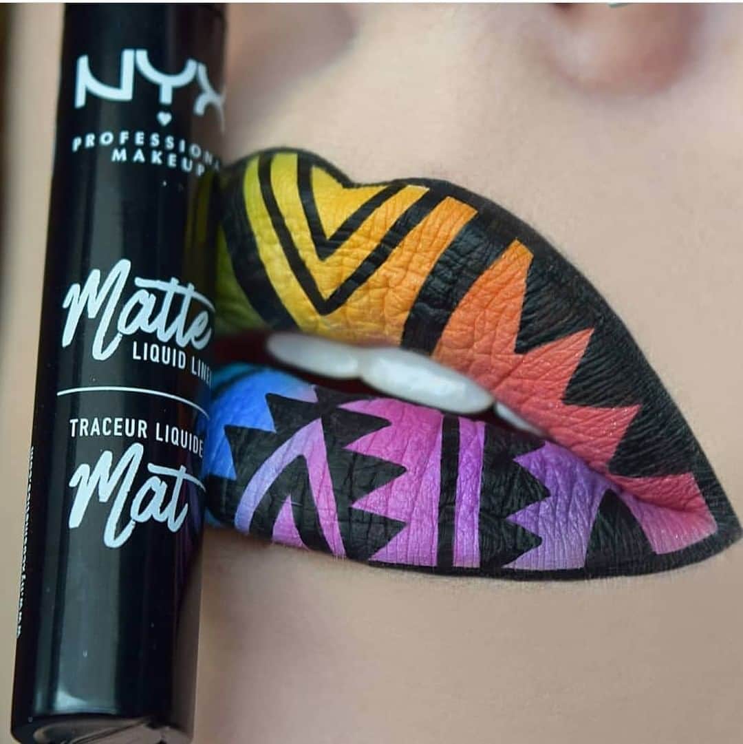 NYX Cosmeticsさんのインスタグラム写真 - (NYX CosmeticsInstagram)「THAT PRECISION THO 👀🌈 @april_christinaa creates this colorful, geometric lippie using our Ultimate Shadow Palette in 'Brights' + Jumbo Eye Pencil in 'Milk' + Matte Liquid Liner 💋 Tag a friend who should recreate this look! 🌟 || #nyxcosmetics #nyxprofessionalmakeup #crueltyfreebeauty」6月20日 2時44分 - nyxcosmetics