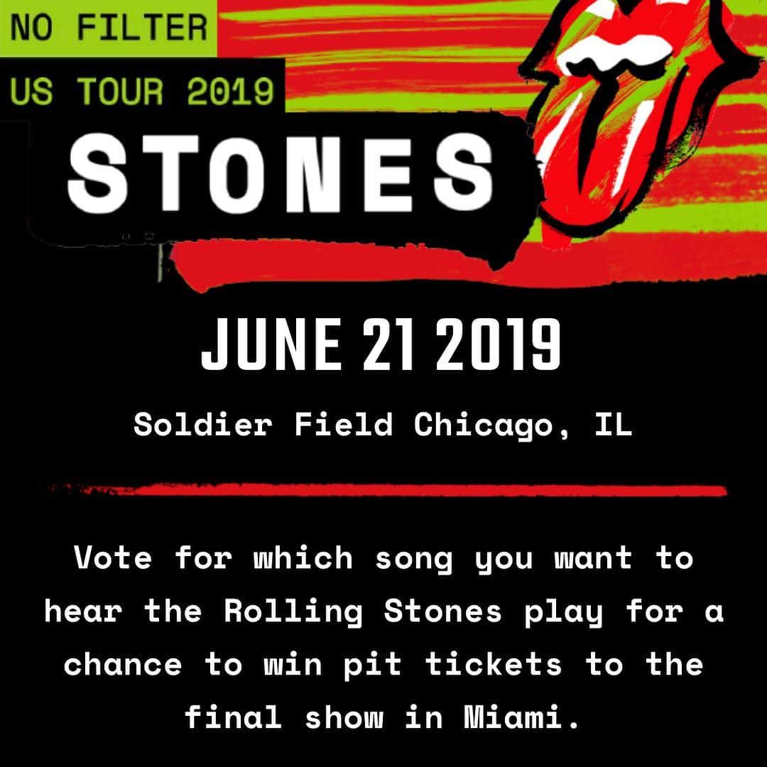 The Rolling Stonesさんのインスタグラム写真 - (The Rolling StonesInstagram)「Head over to rollingstones dot com to vote for which song you want the Rolling Stones to play at their opening show in Chicago this Friday! You’ll also be entered in for the chance to win Pit tickets to the last show of the tour in Miami! Only votes via the website count! #stonesnofilter #therollingstones #chicago #wintickets #vote」6月20日 3時02分 - therollingstones
