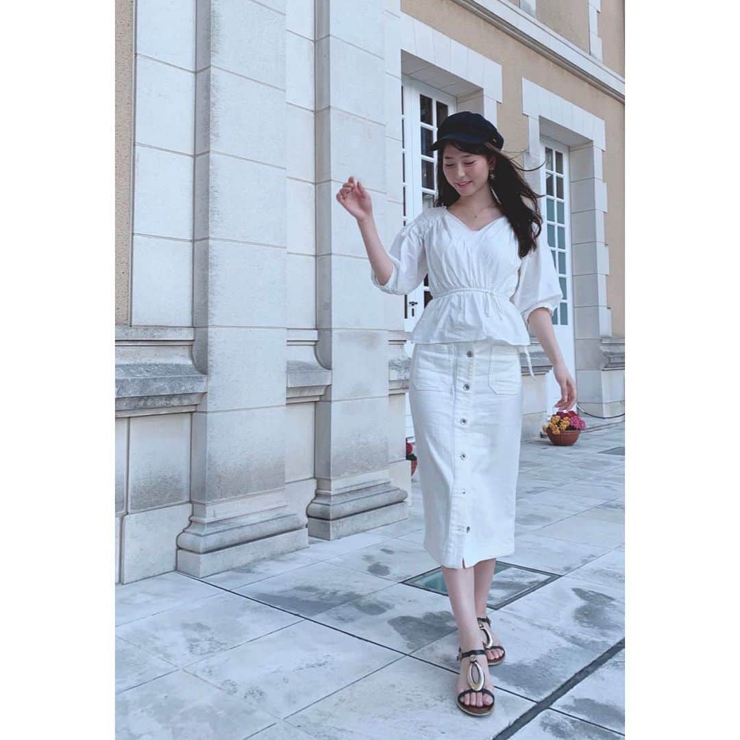 堀尾実咲のインスタグラム：「🐰💕 #cordinate #fashion #portrait  #tops #freesmart #skirt #gracecontinental #shoes #RandE #cap #sly」
