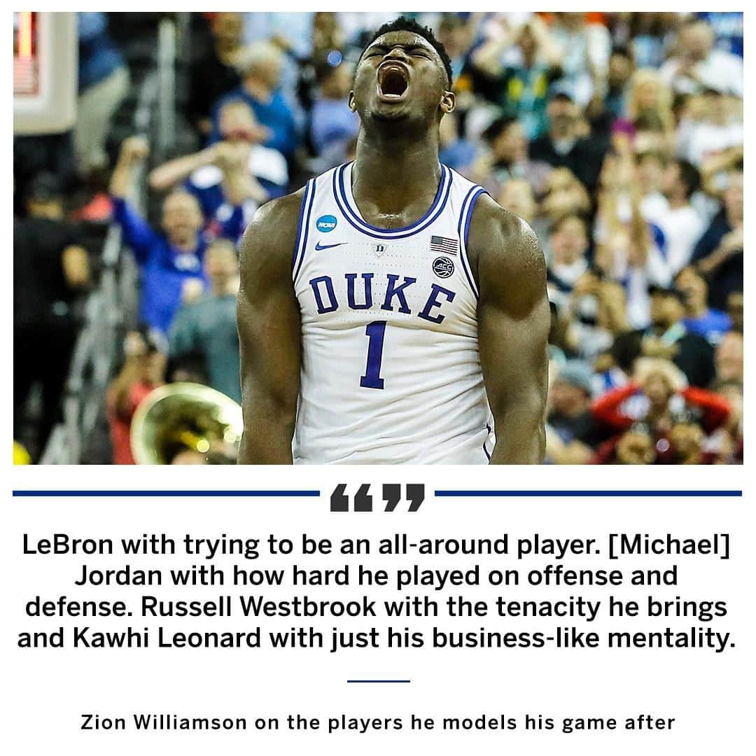 espnさんのインスタグラム写真 - (espnInstagram)「Zion strives to model his game after some of the best 💪」6月20日 9時59分 - espn