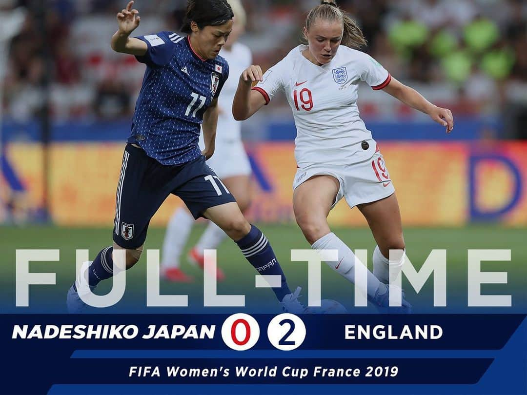 日本サッカー協会さんのインスタグラム写真 - (日本サッカー協会Instagram)「FULL-TIME. ・ FIFA女子ワールドカップフランス2019 #なでしこジャパン 🇯🇵0-2🏴󠁧󠁢󠁥󠁮󠁧󠁿 イングランド ・ #nadeshiko #世界のなでしこ #なでしこジャパン#fifawwc」6月20日 12時47分 - japanfootballassociation