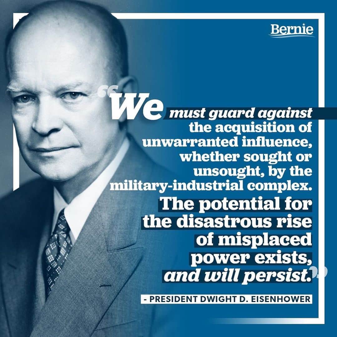 バーニー・サンダースさんのインスタグラム写真 - (バーニー・サンダースInstagram)「What Eisenhower said 50 years ago is even more true today. We have to stand up to the military industrial complex.」6月20日 23時48分 - berniesanders