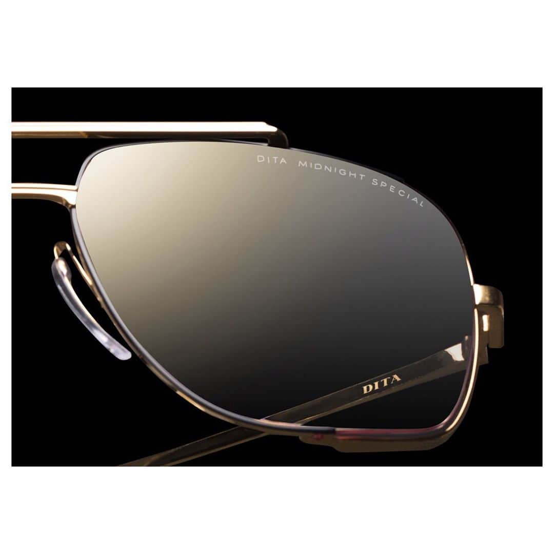 ディタのインスタグラム：「The cult favorite #DITA Midnight Special #sunglasses have unique two-tone metal plating and floating side lens rims, with nylor and diamond detailing, for an unparalleled style statement. #DITAeyewear #DITAsunglasses」