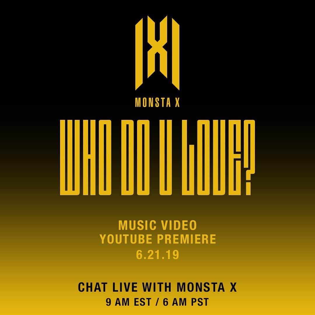 Monsta Xさんのインスタグラム写真 - (Monsta XInstagram)「ONE MORE DAY until the official premiere of the "Who Do U Love?" music video! Tune in tomorrow at 9AM ET for a live chat and official premiere. Check out our IG story now! 🙌🏻 #WHODOULOVE #MONSTAX #몬스타엑스 #MONSTAGRAM #몬스타그램」6月20日 18時44分 - official_monsta_x