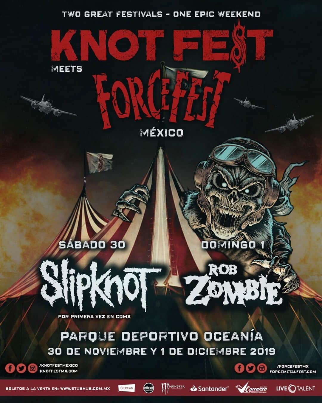 Slipknotさんのインスタグラム写真 - (SlipknotInstagram)「@knotfestmexico returns to Mexico with @forcefestmx, headlined by #Slipknot on 30 November and @robzombieofficial on 1 December. More info coming soon: knotfestmx.com」6月21日 0時58分 - slipknot