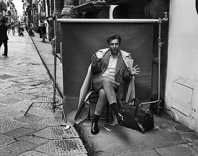 イルビゾンテのインスタグラム：「The charming @adrianogiannini spotted in Via Ghibellina, one of the longest streets in Florence overlooked by many remarkable florentine buildings. ☆ #ILBISONTE #PU96!」