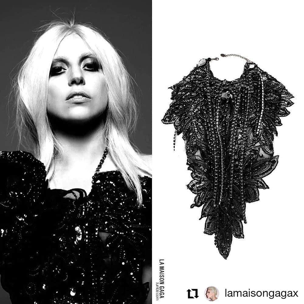 ガソリングラマーさんのインスタグラム写真 - (ガソリングラマーInstagram)「#TBT PRESS FLASHBACK @gasolineglamour X @ladygaga X @brandonmaxwell #brandonmaxwell #NECKLACE #mask #MADEBYME #SWAROVSKI #ladygaga #ahsfx #inezandvinoodh  #Repost @lamaisongagax • • • • • • @ladygaga by @inezandvinoodh for @ahsfx | February 2015  Back in Time: The @gasolineglamour "Lace Drip" statement necklace is covered in jet black @swarovski crystals and drip chains that are embroidered on a base of black sequined floral lace. #GasolineGlamour」6月21日 9時18分 - gasolineglamour