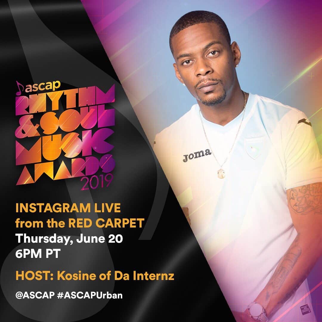 ASCAPさんのインスタグラム写真 - (ASCAPInstagram)「@kosine5internz will be talking to #ASCAPUrban hitmakers (like #TI #CardiB #Migos #Kehlani #MeekMill #GEazy & more) LIVE on the red carpet at our R&S 🏆 show TONIGHT at 6PM PT. Tune in to our stories 🎶 #BlackMusicMonth」6月21日 1時10分 - ascap