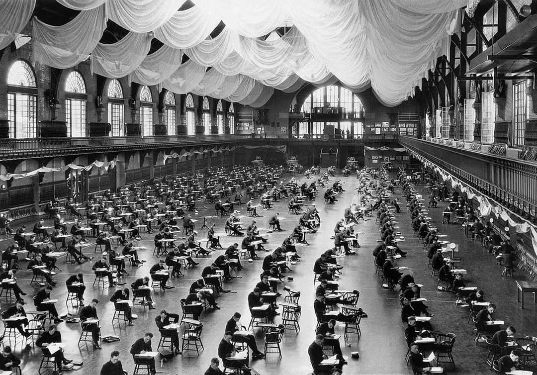 National Geographic Creativeさんのインスタグラム写真 - (National Geographic CreativeInstagram)「Photo by Clifton R. Adams | Midshipmen at the United States Naval Academy endure a five-hour long exam in Dahlgren Hall, Maryland. This image was published in the February 1927 magazine. #ThrowBackThursday #NavalAcademy #BlackAndWhite」6月21日 3時07分 - natgeointhefield