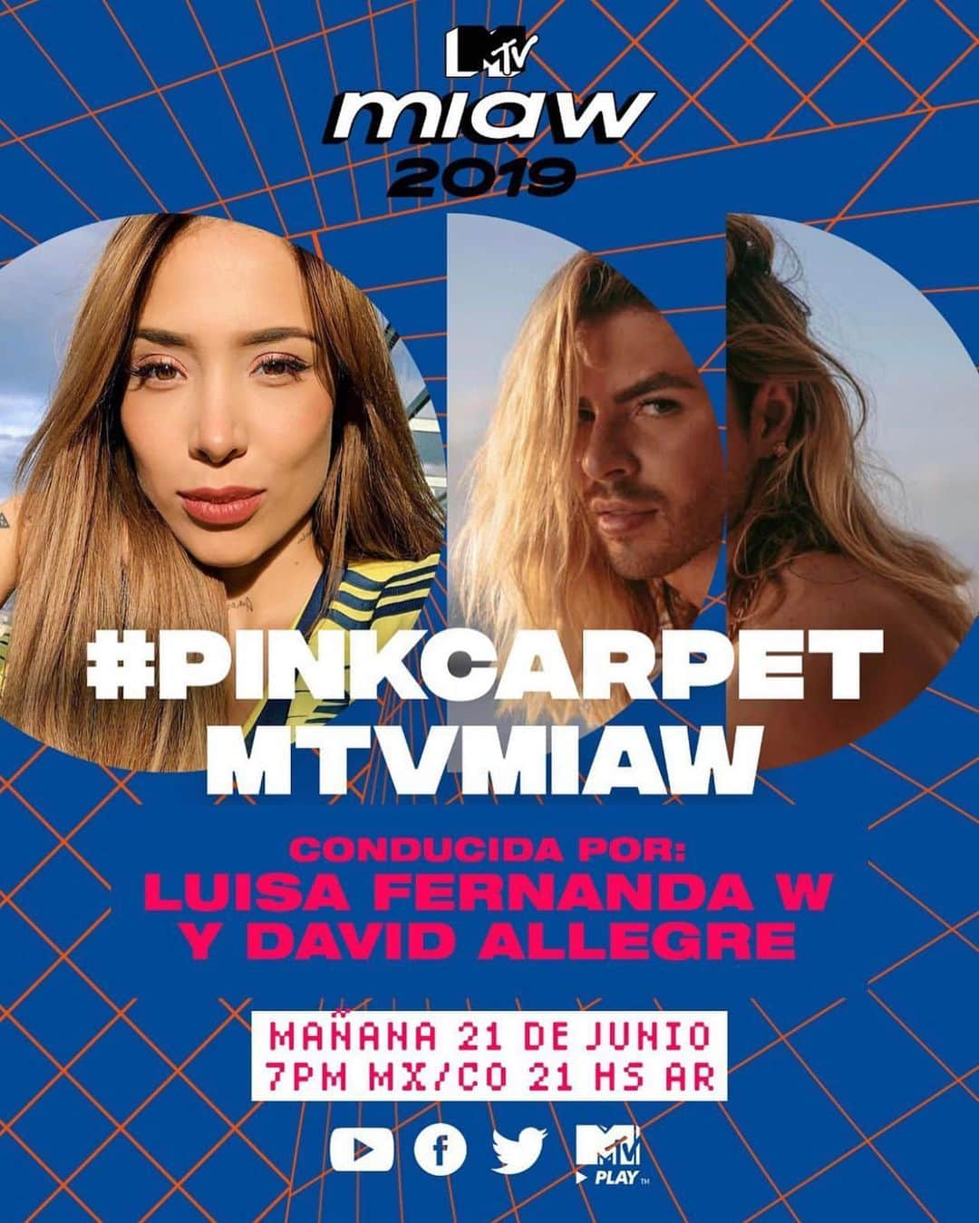 Luisa Fernanda Wさんのインスタグラム写真 - (Luisa Fernanda WInstagram)「ME SIENTO EXTREMADAMENTE FELIZ POR ESTAR ACOMPAÑÁNDOLOS EN LA #PINKCARPETMTVMIAW @mtvmiaw con este espectacular compañero @davidallegre la vamos a pasar INCREÍBLE ❤️ @mtvmiaw @mtv @mtvla」6月21日 4時49分 - luisafernandaw