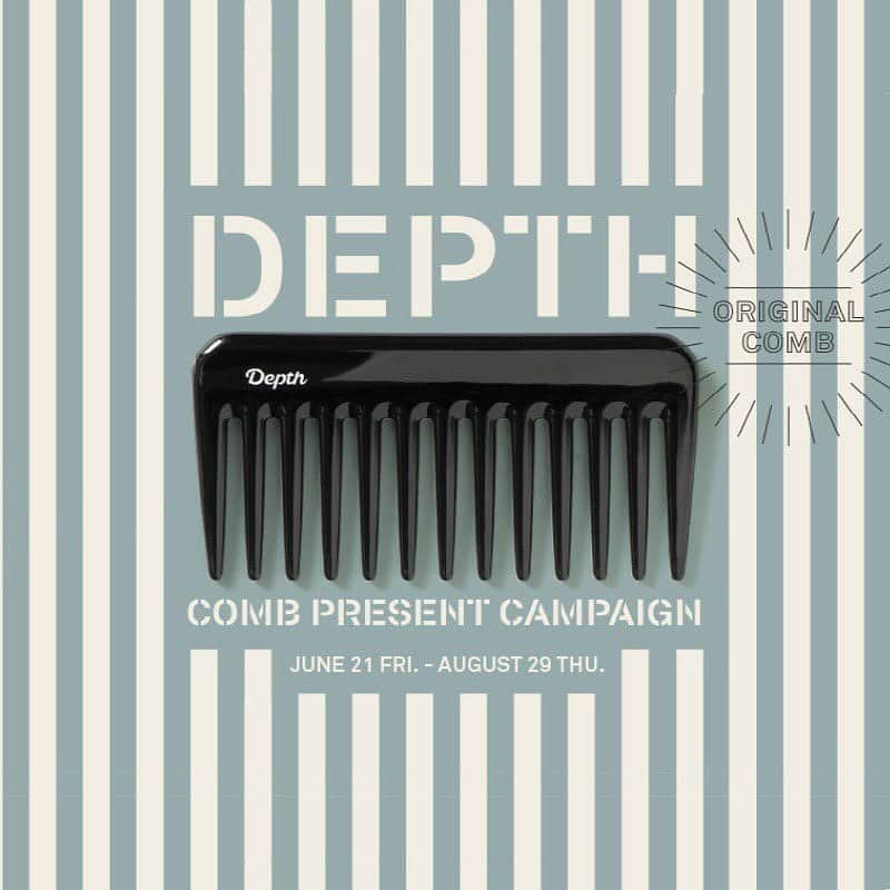 Depth_TECHNOLOGYさんのインスタグラム写真 - (Depth_TECHNOLOGYInstagram)「【Depth 夏のお手入れキャンペーン - 毎日のヘアケア習慣にコームを取り入れて / オリジナルコームプレゼント -】本日より! ・ この夏 Depth では、夏のお手入れキャンペーンとして、トリートメントの効果をより感じて いただけるよう万遍なくトリートメントをなじませることができるオリジナルコームをプレゼント。 美容師、スタイリストなら、1 つは必ず持っているというコームメーカー「植原セル」とのコラボで作成したオリジナ ルコームは、持ち歩きにも便利なコンパクトサイズです。インバスで、アウトバスで、存分にご活用ください。 ・ 【期間中、公式オンラインストアで税抜 2,800 円以上ご購入のお客様全員に Depth オリジナルコームをプレゼント】 ・ ＠depth_technology ・ #デプス #depth #スカルプケア  #メンズヘアケア  #scalpcare #scalptreatment #シャンプー  #shampoo #スカルプケアシャンプー #トリートメント #スカルプケアエッセンス #ヘアケア #ヘアケア用品  #haircare #ヘアケア#頭皮ケア #可能性を未来に換えろ #4part #メソッド #スカルプケアメソッド #depth_tec #tflers #beautiful #メンズ美容 #頭髪ケア  #コーム #ジェンダーレス #mensbeauty #menshaircare #デプスケア」6月21日 7時28分 - depth_technology