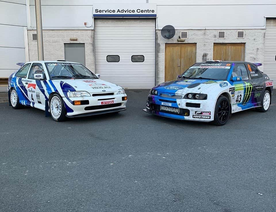 ケン・ブロックさんのインスタグラム写真 - (ケン・ブロックInstagram)「This awesome thing happened today: my Ford Escort RS Cossie V2 got lined up with the ORIGINAL Ford Escort RS Cosworth rally car - the one that did the first race for this platform - and won that race, here in Letterkenny, Ireland! Both cars were at my autograph session that @MonsterEnergy Ireland put together at the Hegarty Ford dealership. It’s awesome to put these two very similar - yet totally different - machines nose-to-nose. Photo: @ken_butch #rallyheritage #FordEsccortRSCosworth #BlockEscortCossieV2」6月21日 8時24分 - kblock43