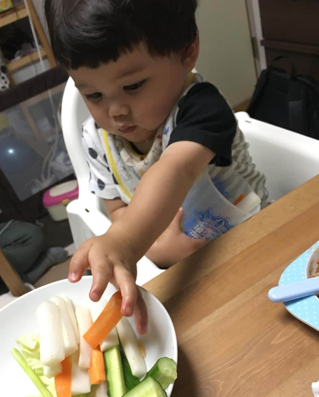 ゆみみさんのインスタグラム写真 - (ゆみみInstagram)「私の生野菜をコップに詰め込んで また皿に戻してまた詰め込んでの繰り返ししてる。。 #生野菜  #子育て日記 #育児 #育児日記 #子育てぐらむ #1歳4ヶ月 #息子 #令和元年 #ママ #ママリ #おやばか部#ママスタ #コドモノ #ママタス #コドモ #ママライフ #ママびより #ママリミニ #ママノコ  #子供」6月21日 19時26分 - yumimi76