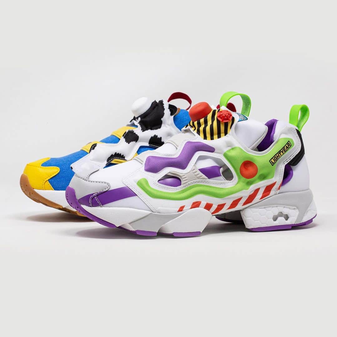HYPEBEASTさんのインスタグラム写真 - (HYPEBEASTInstagram)「@hypebeastkicks: @reebok and @baitme come together to release the latest iteration of the Instapump Fury model, clad in the colors of several @toystory characters. The sneakers come in mismatching colors for each foot. The left side is dressed in palettes of purple and green, referencing tones of Buzz Lightyear. The right foot Complete with black and white cow-patterns at the side panel, light blue denim underlays are placed next to hits of yellow, a reference to Sheriff Woody. The sneaker will see a limited release in celebration for the screening of the upcoming Toy Story 4. Photos: BAIT」6月21日 18時54分 - hypebeast