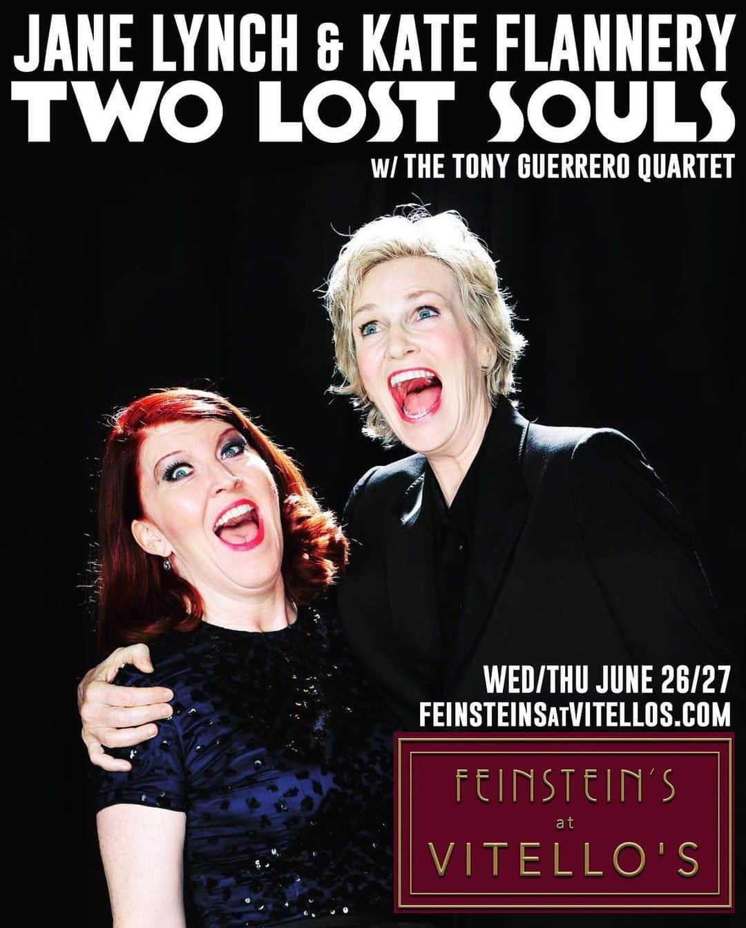 ジェーン・リンチさんのインスタグラム写真 - (ジェーン・リンチInstagram)「With mouths wide open...Hey live-music lovers! @therealkateflannery and I are performing  our cabaret show Two Lost Souls this Wednesday and Thursday of next week (6/26,27) at @feinsteinsla at Vitellos 8pm. @tonyguerreroquintet will be blowin’ the horns and poundin’ the skins and such!」6月21日 12時24分 - janelynchofficial