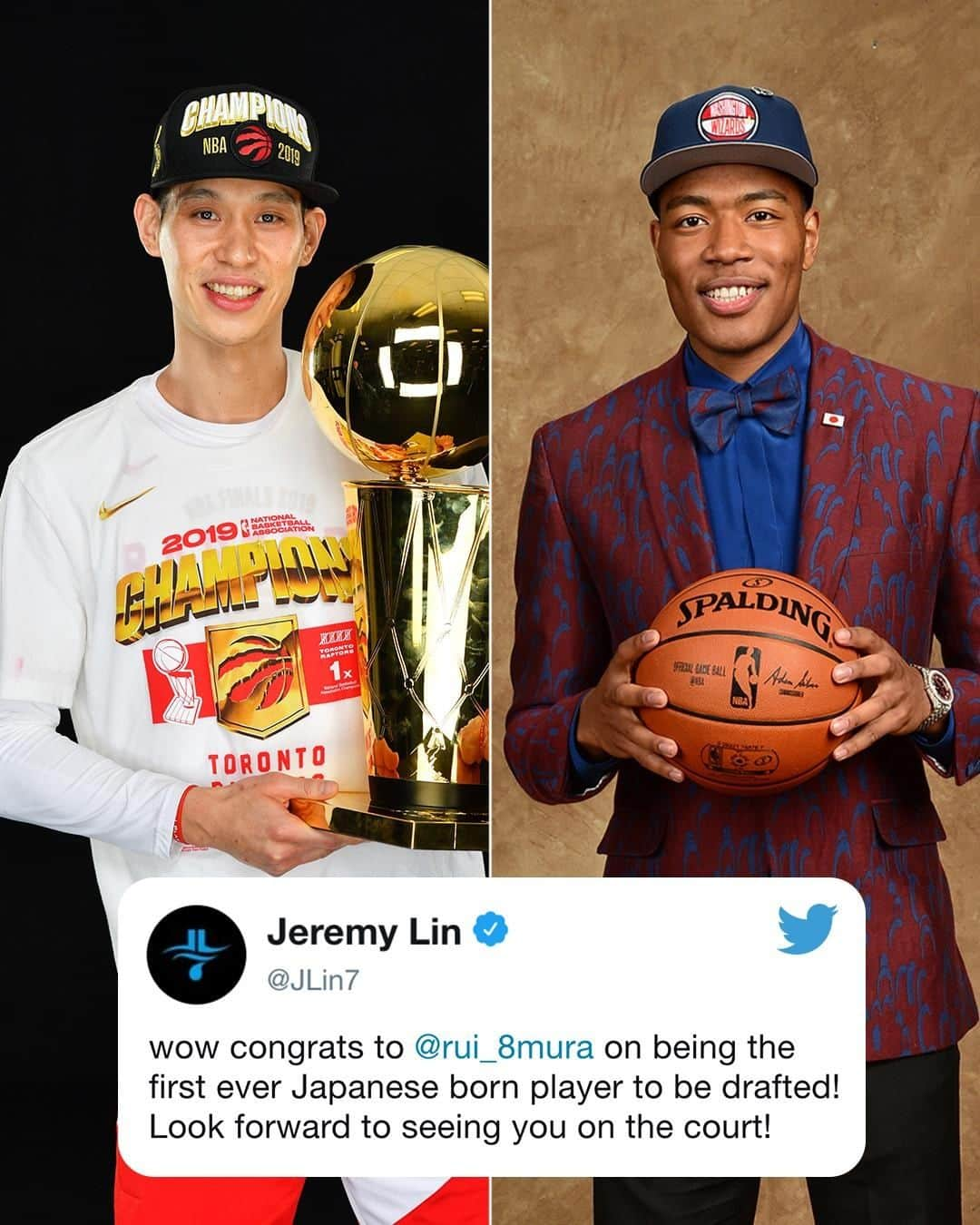 スポーツセンターさんのインスタグラム写真 - (スポーツセンターInstagram)「Jeremy Lin shows Rui Hachimura love on draft day 🙌」6月21日 12時32分 - sportscenter