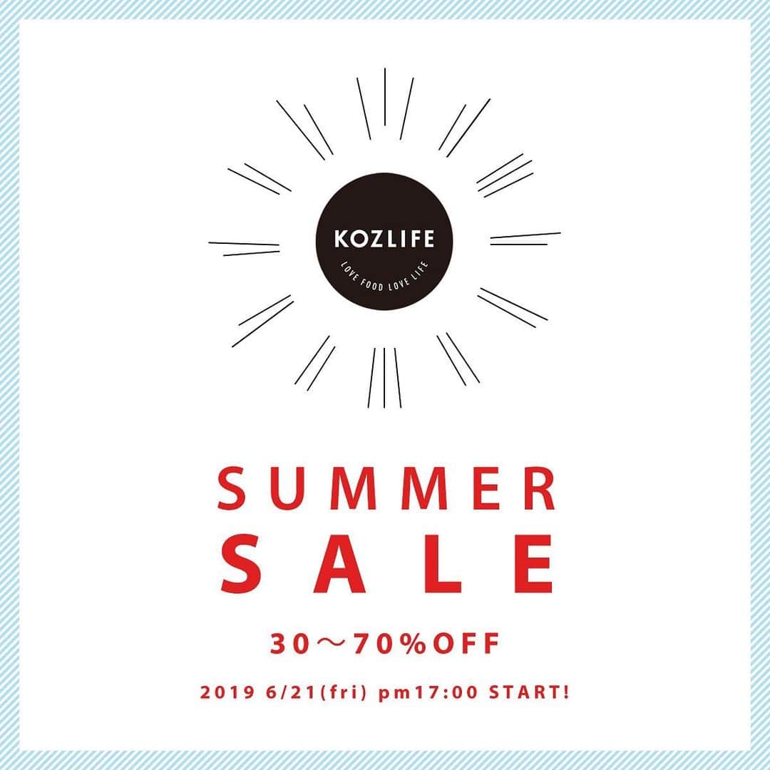 KOZLIFEさんのインスタグラム写真 - (KOZLIFEInstagram)「＼ KOZLIFE SUMMER SALE!! ／ 2019/6/21(金)pm17:00 スタート★ 今回初のタイムセール同時開催。過去最大級のセールです！皆様のお越しをお待ちしております♪ . 本店でプレゼント中の10%OFFクーポンは セール品にもお使いいただけます！ 6/30(日) pm23:00までですので是非ご利用くださいね。 . お得なお買い物をお楽しみください(^O^)／ . ◎セールページは当店トップページのバナーorプロフィールのURLからどうぞ。 ▶︎ @kozlife_tokyo . #KOZLIFE #japan #LoveFoodLoveLife #instagood #instajapan #暮らし #丁寧な暮らし #暮らしを楽しむ #キッチンアイテム #キッチン雑貨 #北欧インテリア #インテリア #お買い物 #2019夏 #セール #サマーセール #タイムセール #お得」6月21日 17時00分 - kozlife_tokyo