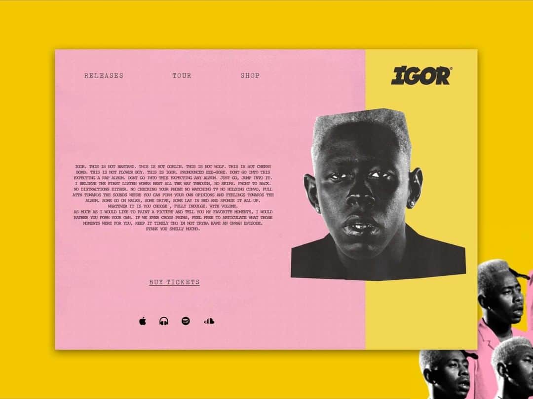 Dribbbleさんのインスタグラム写真 - (DribbbleInstagram)「Do you accept the daily UI challenge? Landing page concept for Tylers new album - Daily UI by Yarichka ⠀ #dribbble #dribbblers #design #uxdesign #uidesign」5月29日 2時20分 - dribbble