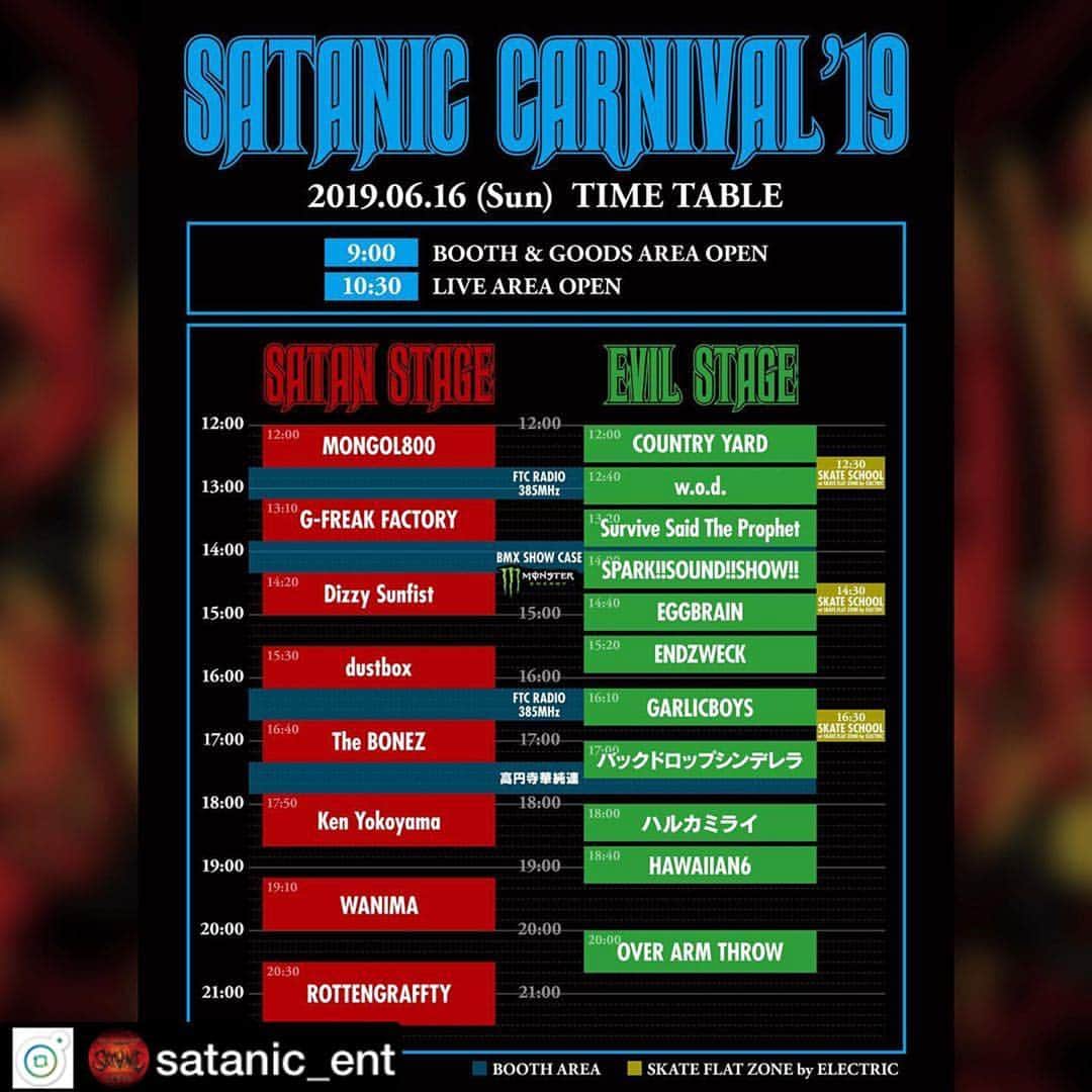 Larry のインスタグラム：「今年もはりきって演らせていただきますので。 あーーすぅー！ 【CARNIVAL】“SATANIC CARNIVAL’19”  6月15日(土)&16日(日) 幕張メッセ国際展示場 9-11ホール  タイムテーブル公開！ψ(｀∇´)ψ  #サタニック」