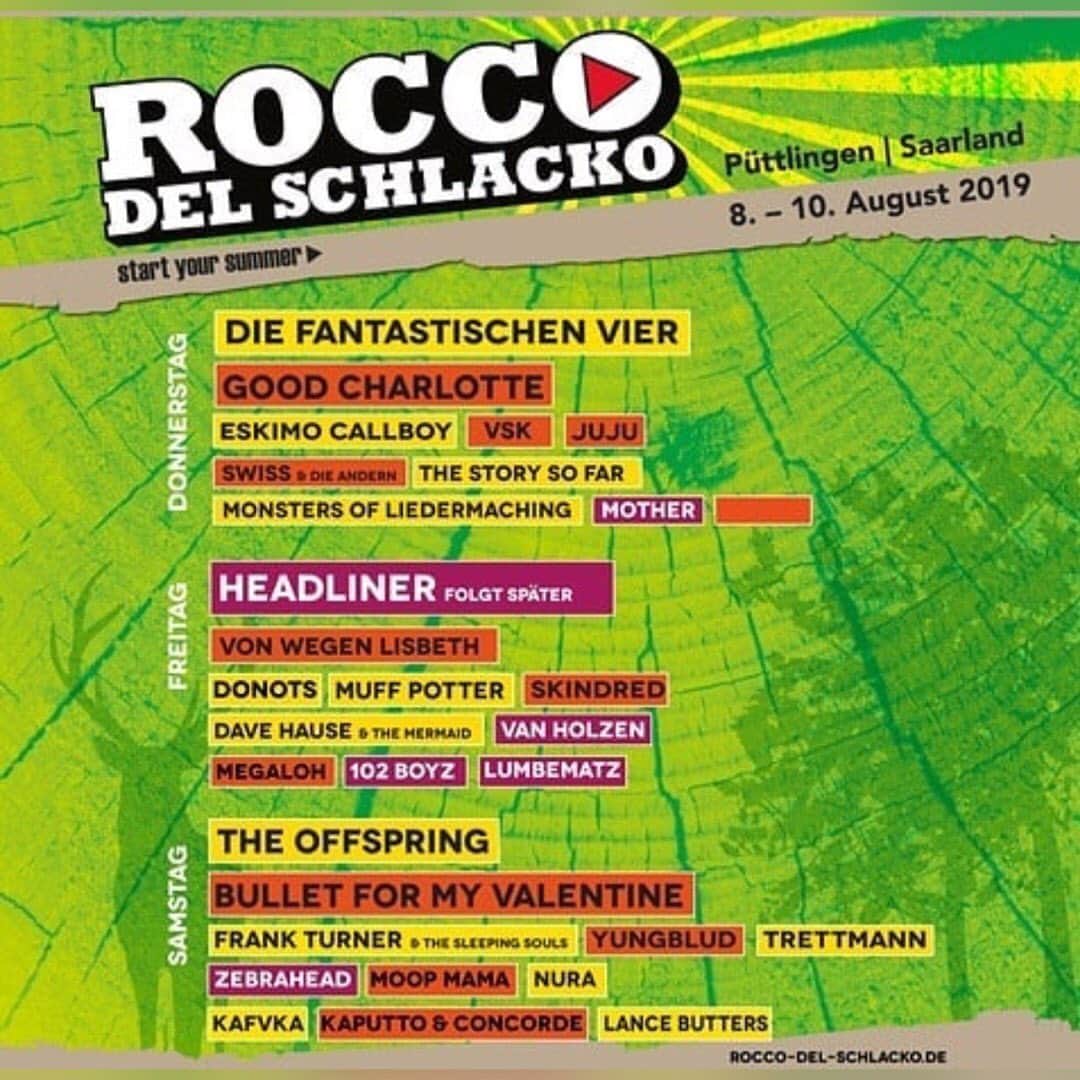 Zebraheadさんのインスタグラム写真 - (ZebraheadInstagram)「Super HAPPY to say we are coming back to play the Rocco Del Schlacko Festival in Germany on  Saturday August 10th....Party Time this summer!!! Who is gonna be there??? @roccodelschlacko #BRAININVADERS #HellsYeah #Zebrahead  #offspring #bulletformyvalentine #yungblud #frankturner #roccodelschlacko #trettmann #hoopmama #nura #lancebutters #kafvka #saarland #germany🇩🇪」5月29日 4時03分 - zebraheadofficial