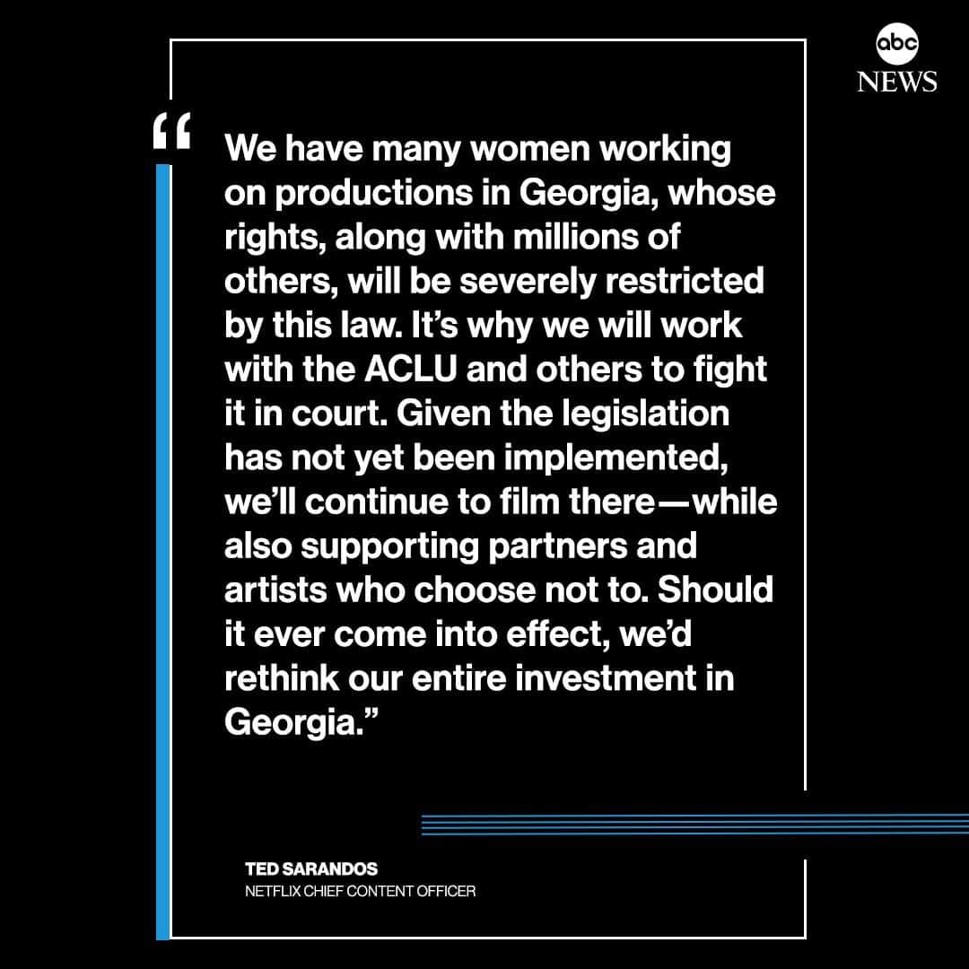 ABC Newsさんのインスタグラム写真 - (ABC NewsInstagram)「Netflix says it will contest Georgia's recently passed abortion law and "rethink our entire investment" in the state if the law goes into effect. #netflix #georgia #abortion」5月29日 4時18分 - abcnews