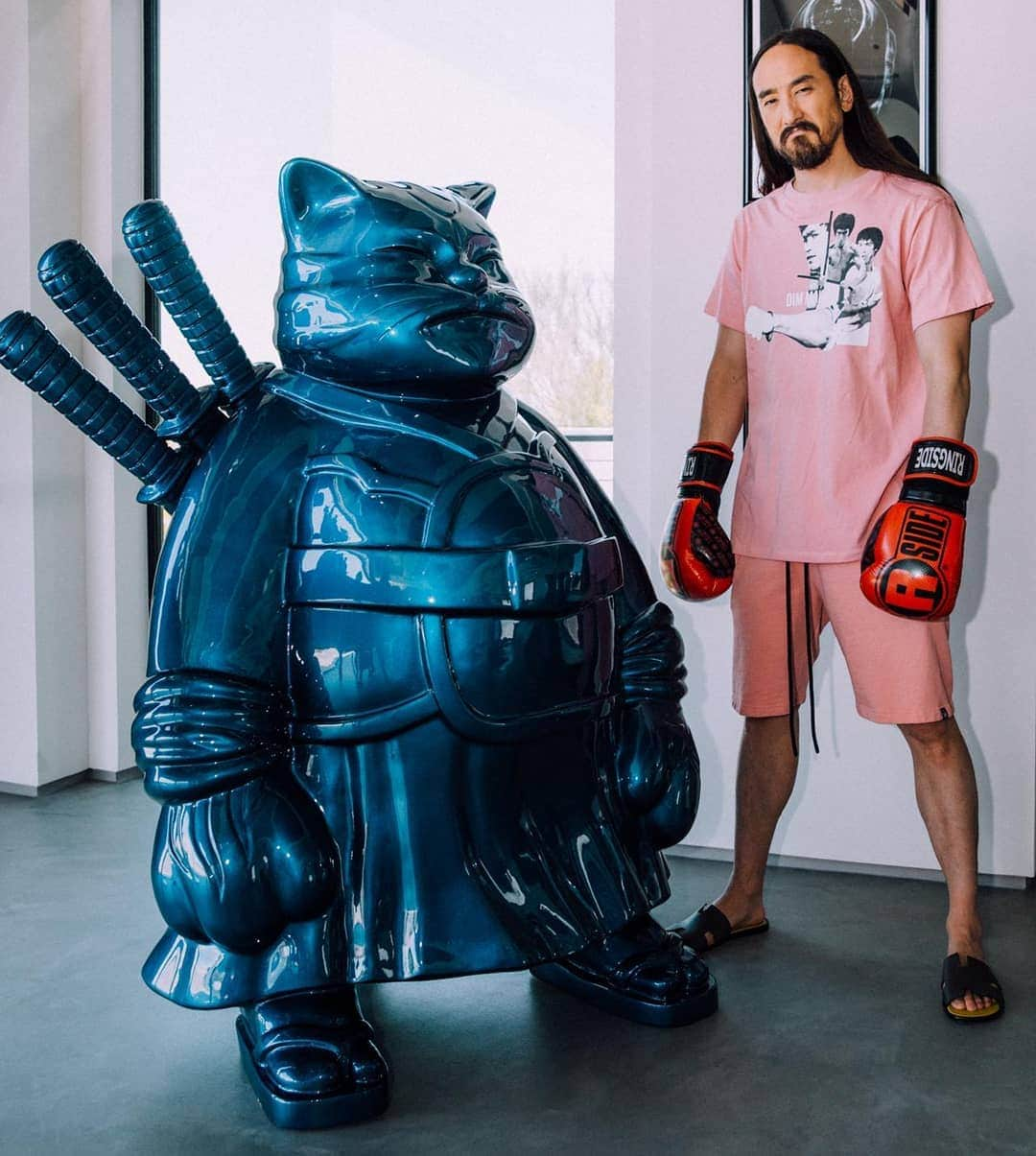 スティーヴ・アオキさんのインスタグラム写真 - (スティーヴ・アオキInstagram)「My Samurai Cat keeps the evil spirits away from entering @aokisplayhouse. Domo Arigato @hiroandoofficial!!」5月29日 6時42分 - steveaoki