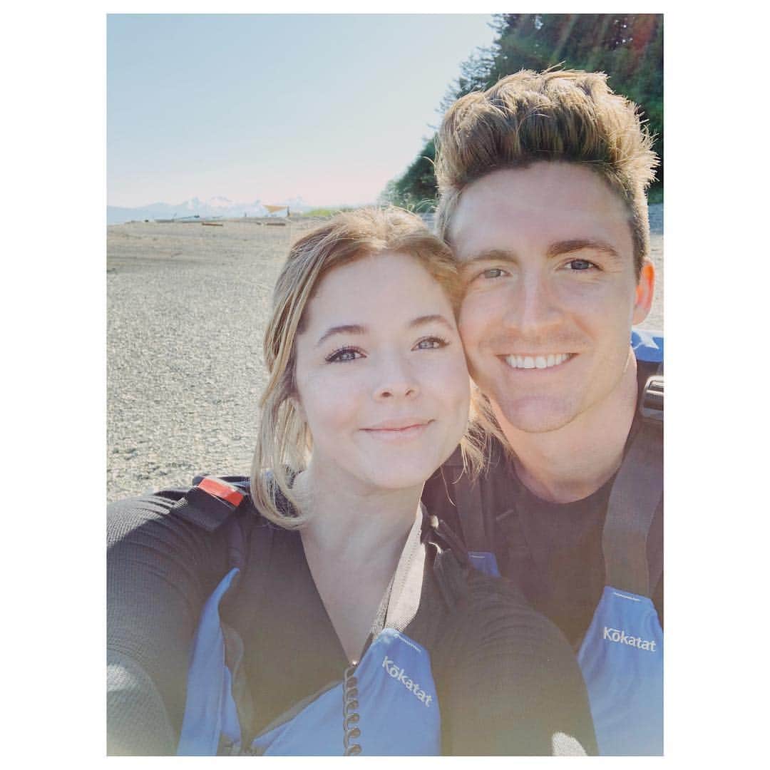 サーシャ・ピーターズのインスタグラム：「One year ago (+ a day) I said yes to my best friend and soulmate. From Ireland to Alaska and everything in between, this has been the best year yet. I love you @hudsonsheaffer and our adventures more than my heart can ever hold. (Photo creds: me 😉 and @elizabethmessina)」