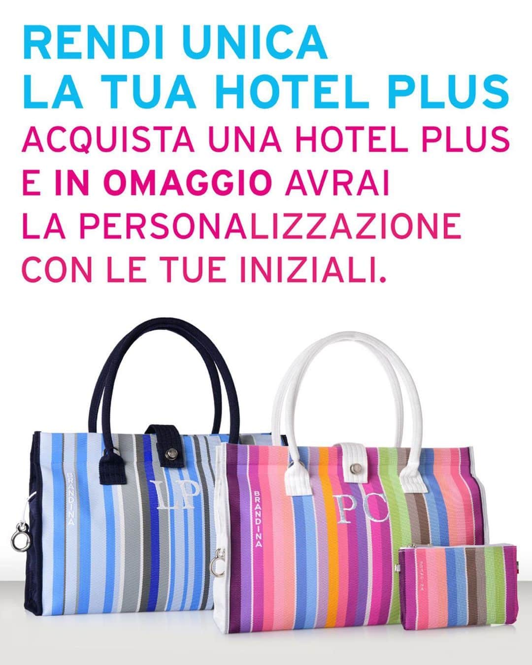 のインスタグラム：「RENDI UNICA LA TUA HOTEL PLUS. Acquista una Hotel Plus nel colore che preferisci e inserisci nelle note dell’ordine le tue iniziali (massimo 3). Noi le ricameremo per personalizzare la tua borsa e renderla unica. - LA PROMOZIONE È VALIDA FINO A DOMENICA 2 GIUGNO. - #brandinatheoriginal #brandina #limitededition #colors #stripes  #fashiongirl #shoppingonline #spring2019 #bagoftheday #shoppingtime #shoppingbag #murano #fashionblogger #fashionitaly #color #bag #bags #photooftheday」