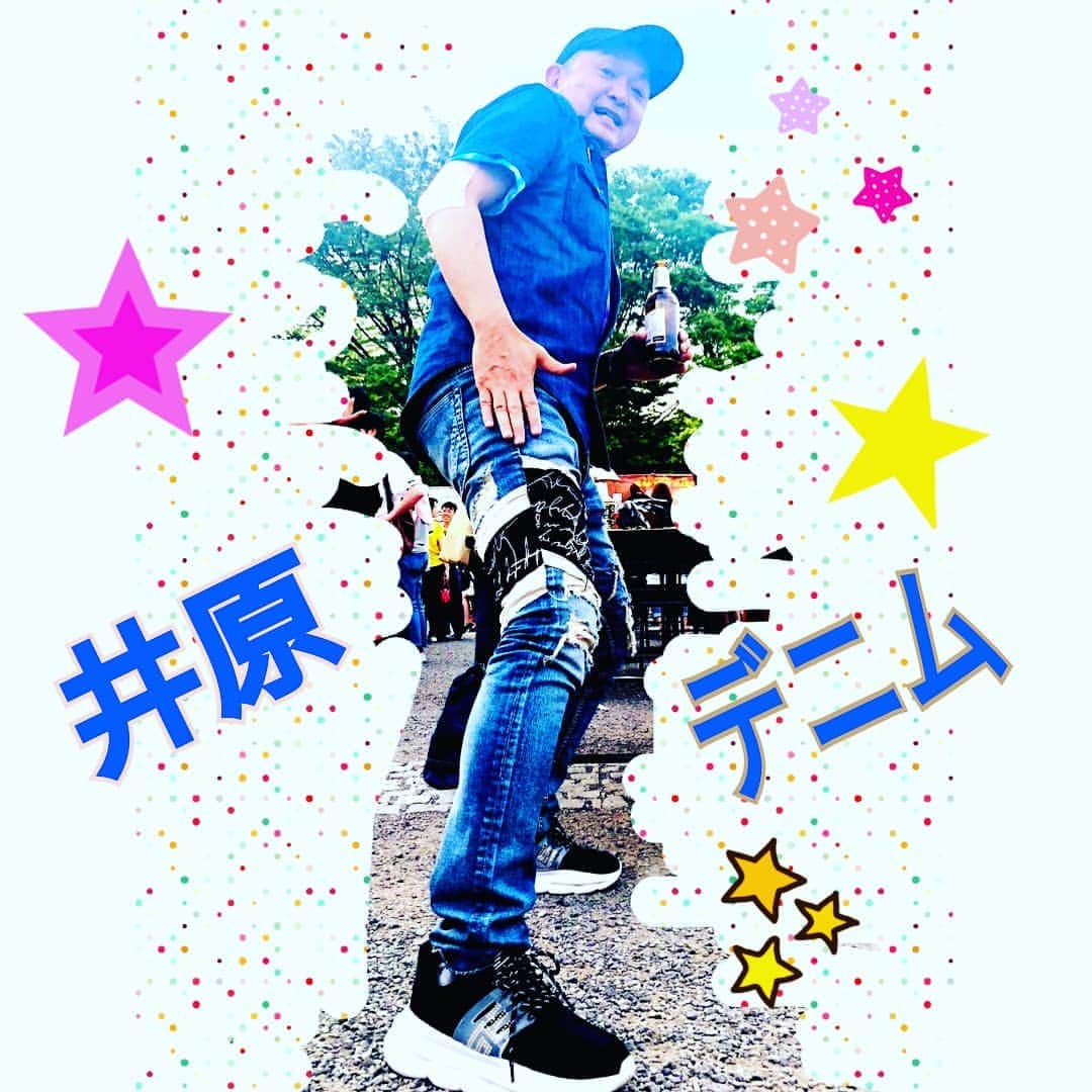 松本隆博のインスタグラム：「ラオスフェスティバル で…… 井原デニムだ！！！ \(*ˊᗜˋ*)/」