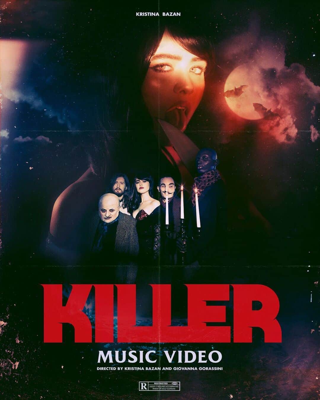 クリスティナ・バザンのインスタグラム：「It’s out! Go watch the new music video for “Killer”, link in my bio box ⚡️🔮 Thanks again to @giovanna_gorassini for making these images come to life, to the entire team at @hvhproductions @bertrandmarin @ben_mcconnell @nicolasfbn @kandioura_fissourou @e47records 🖤/ Photography @elisaparron Editing @apnotamber」