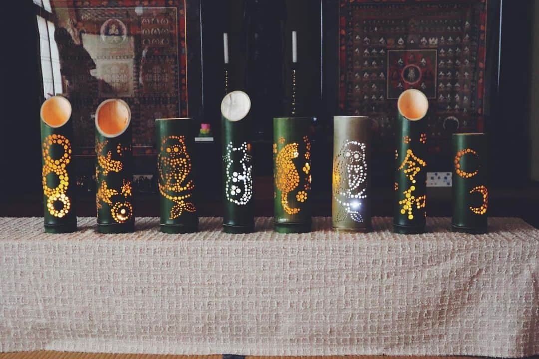 Rediscover Fukushimaさんのインスタグラム写真 - (Rediscover FukushimaInstagram)「The lanterns we made on Friday at Ioji Temple in Iizaka Onsen. Mine is second from the left! Can you tell what it is?」5月29日 16時11分 - rediscoverfukushima