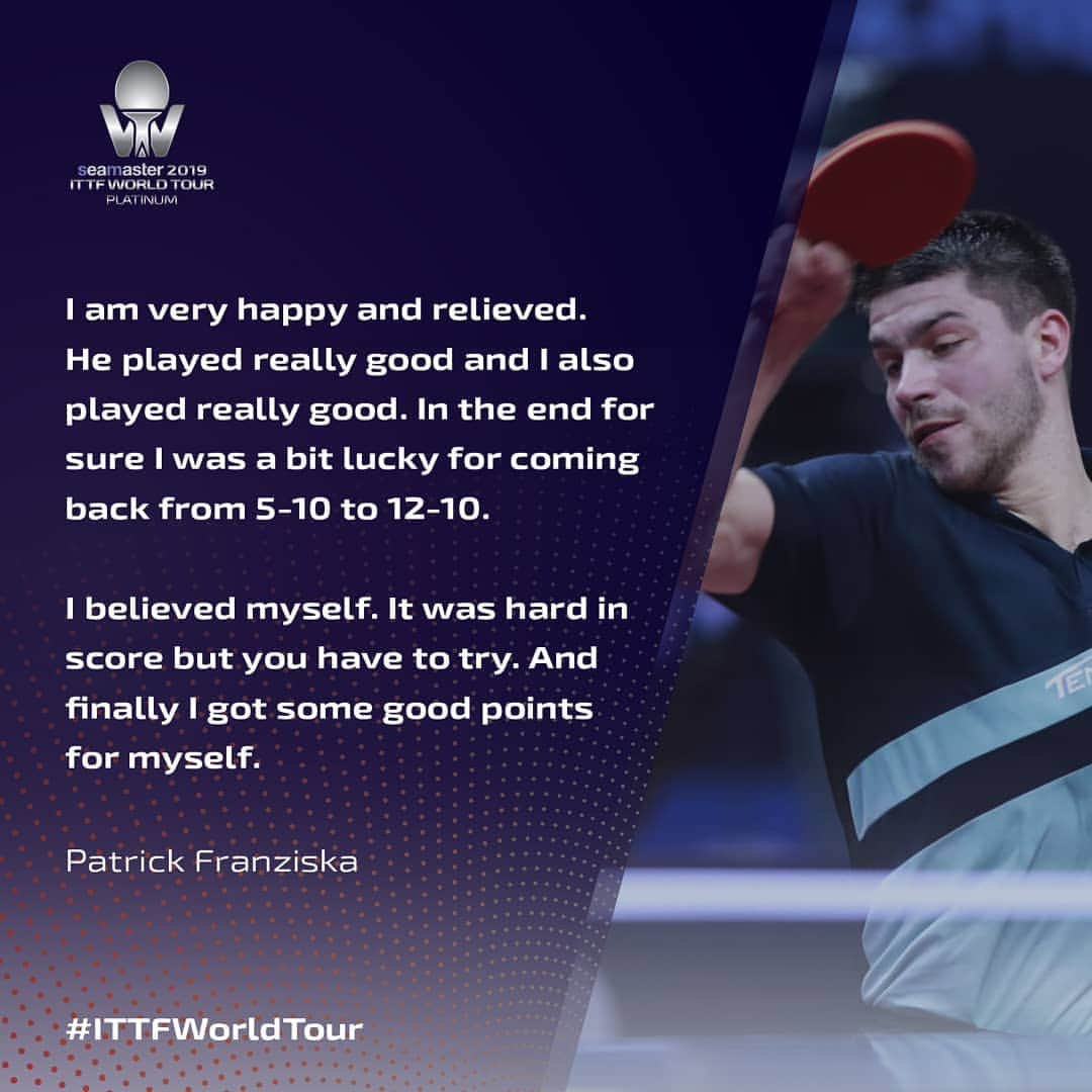 ITTF Worldさんのインスタグラム写真 - (ITTF WorldInstagram)「5-10 down to win 12-10 in the decider!!! 🤯🤯🤯 ⠀⠀⠀⠀⠀⠀⠀⠀⠀ Here's what Patrick Franziska 🇩🇪 has to share after making his sensational comeback against Andrej Gacina 🇭🇷!! ⠀⠀⠀⠀⠀⠀⠀⠀⠀ #Unbelievable #ITTFWorldTour #2019ChinaOpen 📺 tv.ITTF.com」5月29日 18時28分 - wtt