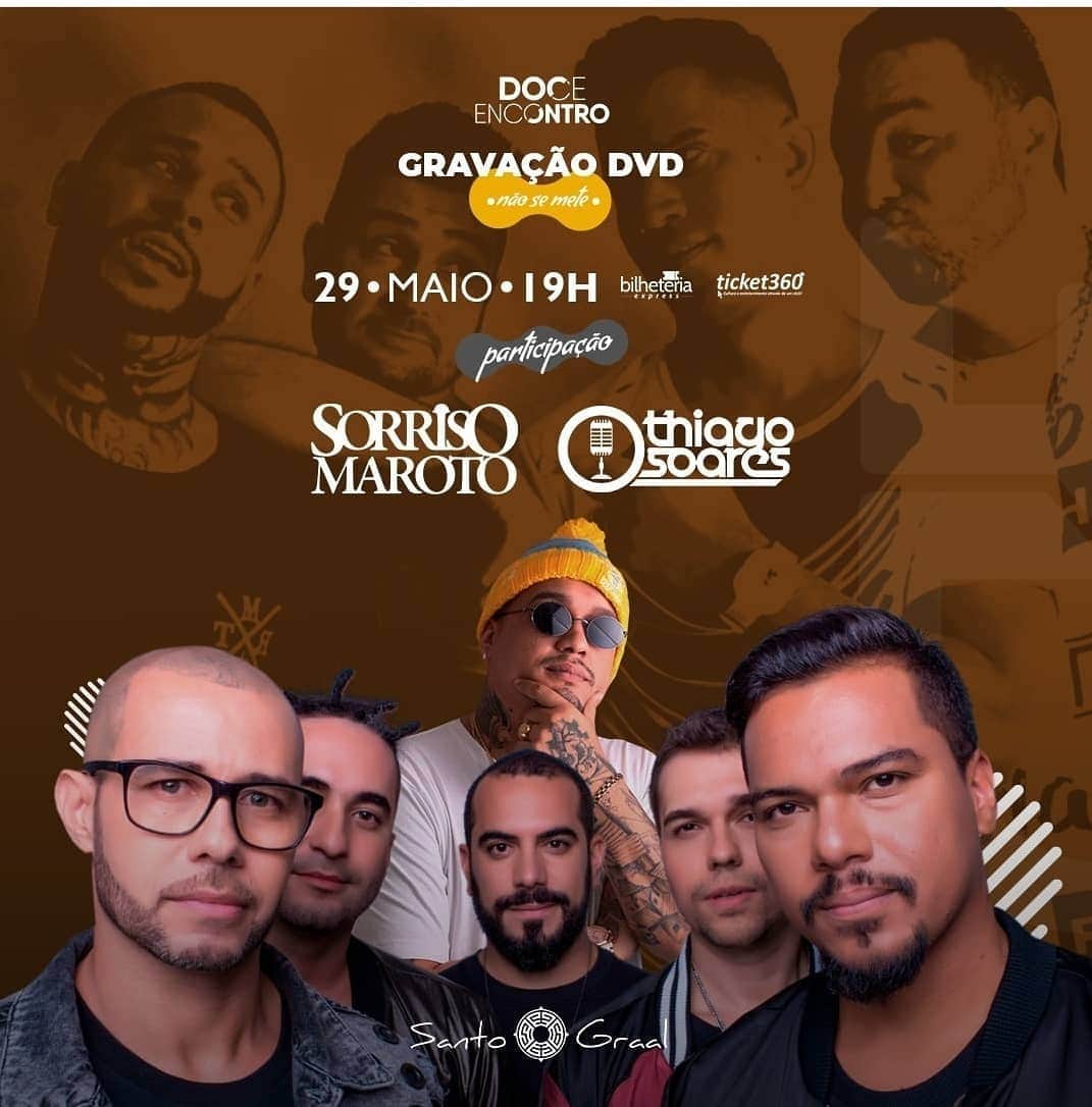 Sorriso Marotoのインスタグラム：「Hoje tem gravação do DVD dos nossos amigos do @doceencontroo no @santograalbar em Sampa e nós vamos estar lá junto com o Thiago Soares participando dessa festa linda! 😃 Vocês podiam chegar por lá também, hein? 😉 #DVDDoceEncontro」