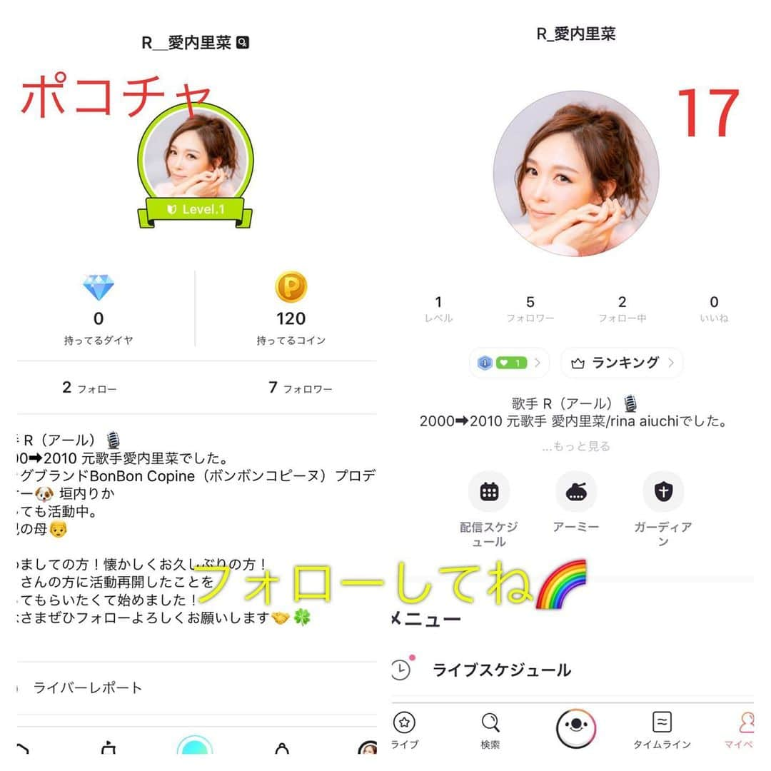 愛内里菜さんのインスタグラム写真 - (愛内里菜Instagram)「6月3日 月曜日から﻿ ライブ配信アプリ﻿ Pococha（ポコチャ）と17（イチナナ）で﻿ 配信をスタートします‼️﻿ ﻿ 初の配信は﻿ 先日のライブで新曲RISEを歌って﻿ 配信しました😆﻿ ﻿ これからは﻿ ライブからの配信はもちろん、リハーサル、﻿ 制作現場、ほぼ日常から配信します🤭﻿ ﻿ 未知な世界に足を踏み入れますので、﻿ 配信系詳しい人いたら﻿ 配信中のリアルタイムのコメントなどで﻿ 色々教えてもらえるとありがたいです✌️﻿ ﻿ 配信予告も随時﻿ インスタ、ツイッターでお知らせいたします🙌﻿ 仕事と子育てで急遽変更になったりすることも﻿ あるかと思いますがご了承くださいませ🤲﻿ ﻿ 6月3日 （月）﻿ 12時〜14時  2時間ポコチャ配信 ﻿ 22時or23時 あたりから 1時間イチナナ配信﻿ ﻿ みなさまぜひぜひ﻿ 3日に向けてフォローよろしくお願いします😆🌈﻿ ﻿ #生配信 #配信開始 ﻿ #イチナナ #イチナナライブ﻿ #ポコチャ﻿ #愛内里菜 改め #R として #歌手 再始動﻿﻿﻿﻿﻿ #垣内りか #垣内倶楽部 ﻿﻿﻿﻿﻿ #新曲 #邦ロック#ミュージック#音楽の力﻿﻿﻿﻿﻿﻿ #音楽﻿﻿ #bonboncopine#ボンボンコピーヌ#愛犬#chihuahua #犬  #치와와  #dog #instadogs #dogstagram #doglover#poodle#わんこ #癒しわんこ #ペット#犬のいる暮らし」5月30日 1時06分 - rina_aiuchi