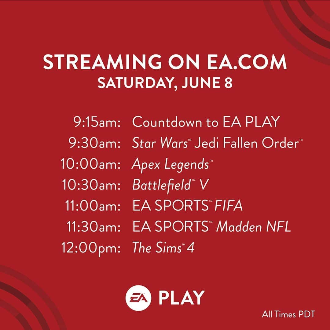 エレクトロニック・アーツさんのインスタグラム写真 - (エレクトロニック・アーツInstagram)「EA PLAY is only 10 days away and we've got live stream details for you!  Three hours of live streams, starting at 9:15 am PDT on Saturday, June 8.」5月30日 1時27分 - ea