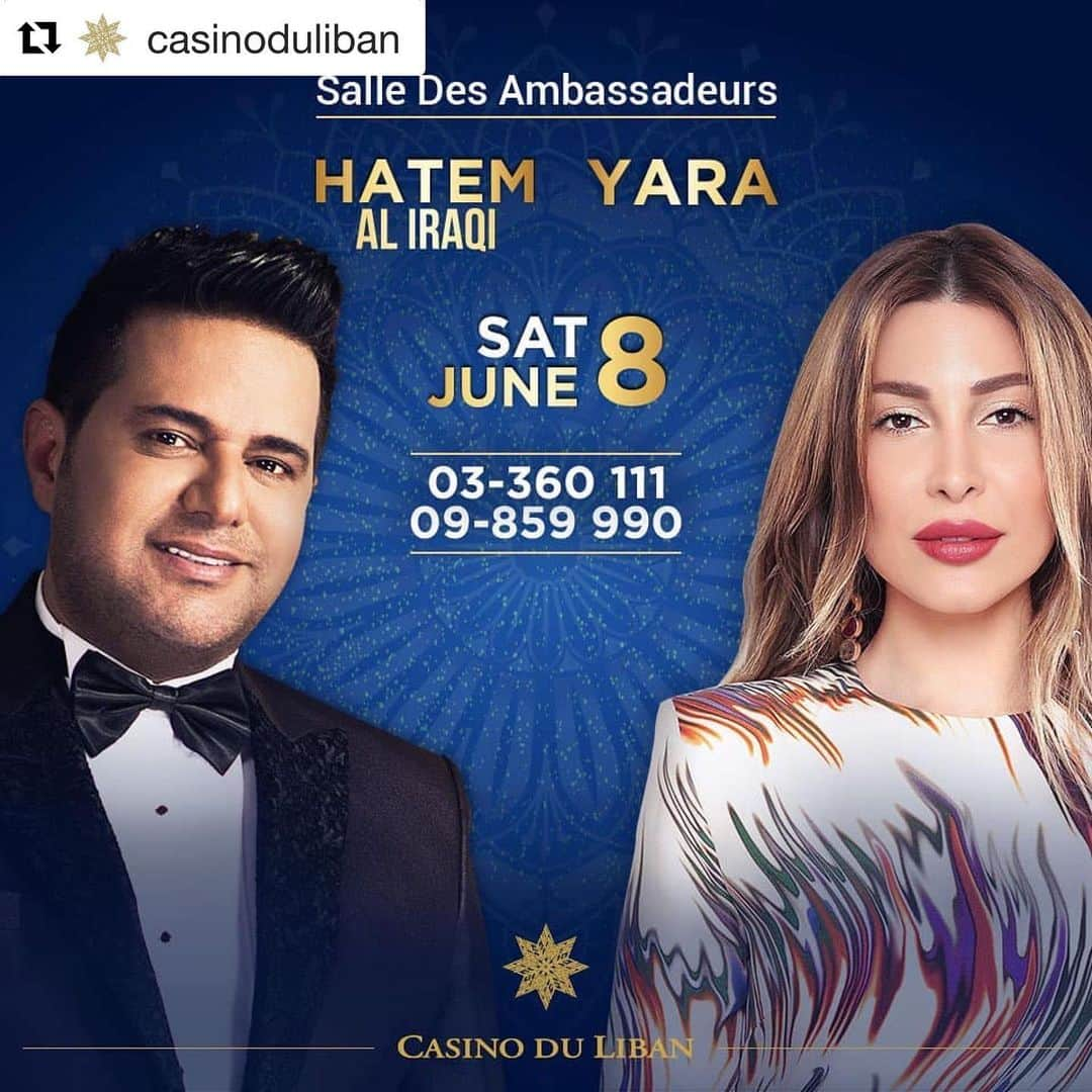 ヤーラさんのインスタグラム写真 - (ヤーラInstagram)「#Repost @casinoduliban ・・・ On the occasion of Eid El Fitr, Casino du Liban is hosting the Lebanese pop singer @yara and the Iraqi Star @hatem_aliraqii on Saturday June 8, 2019, at the #SalledesAmbassadeurs. ⁣ ⁣ YARA & HATEM will perform their best hits in a spectacular night not to be missed! ⁣ ⁣ Reserve now on: +961 3 360 111 or +961 9 859 990 ⁣ ⁣ #SalledesAmbassadeurs⁣ #Show #Music #Dance #Casino #Jounieh #LiveLoveJounieh #Lebanon #EventsinLebanon #Tourism #WhatsupLebanon」5月30日 2時48分 - yara