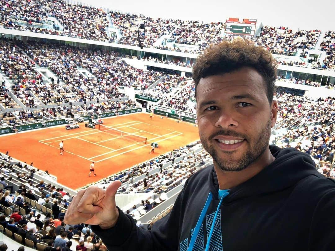 ジョー＝ウィルフリード・ツォンガのインスタグラム：「Toujours aussi extraordinaire de jouer ici ! À l’année prochaine @rolandgarros l #RG19 🎾👍🏾 #TsongaTeam」