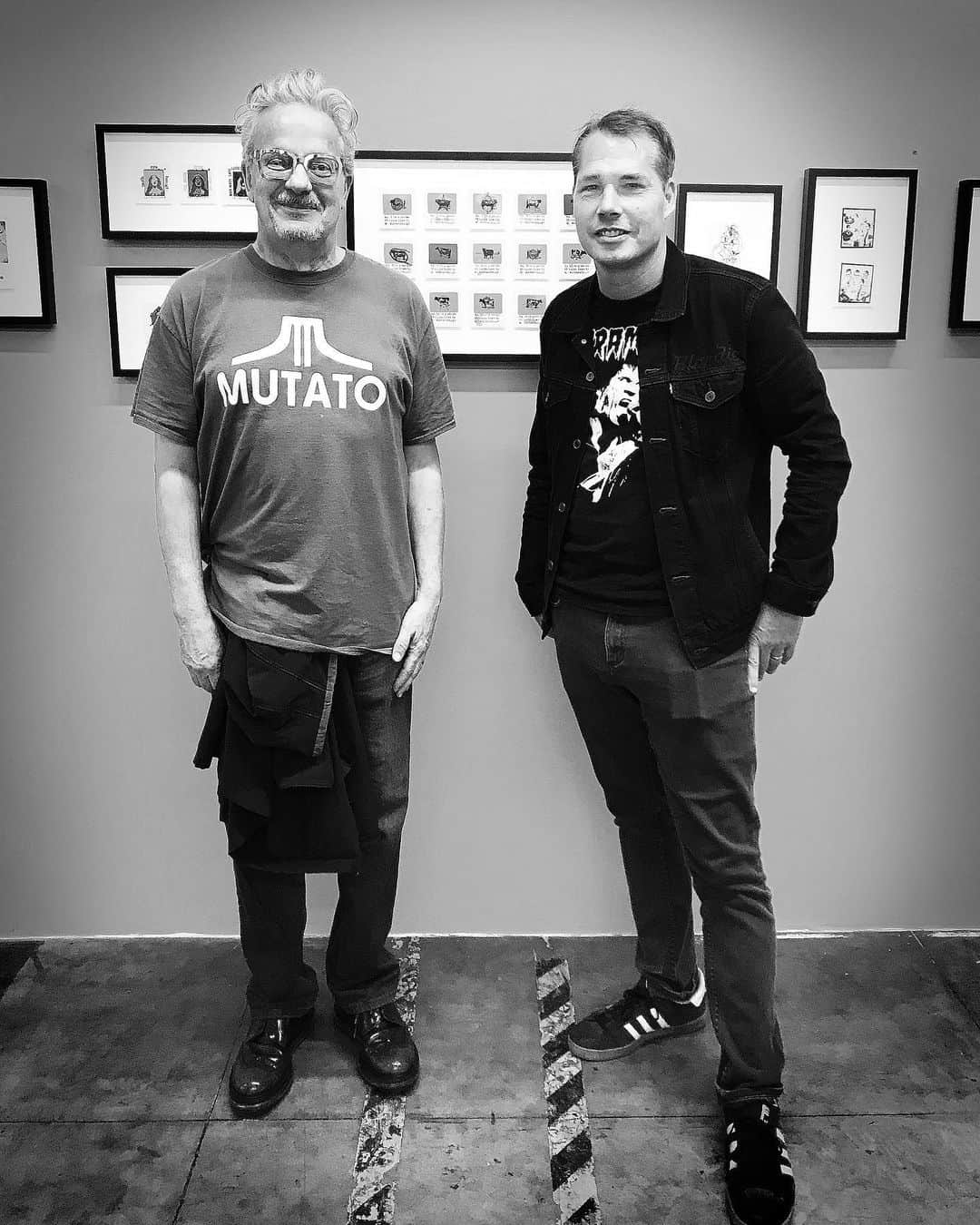 Shepard Faireyさんのインスタグラム写真 - (Shepard FaireyInstagram)「Here’s a throwback to me and @mmothersbaugh from Devo in front of his works at #beyondthestreets in LA last summer. I’m excited for Beyond the Streets in NYC! My exhibition for #OBEYGIANT30TH, “Facing the Giant: Three Decades of Dissent” will be at their show in Brooklyn starting June 21st. Be sure to follow @beyondthestreetsart and visit the link in bio for more info! - Shepard」5月30日 4時50分 - obeygiant