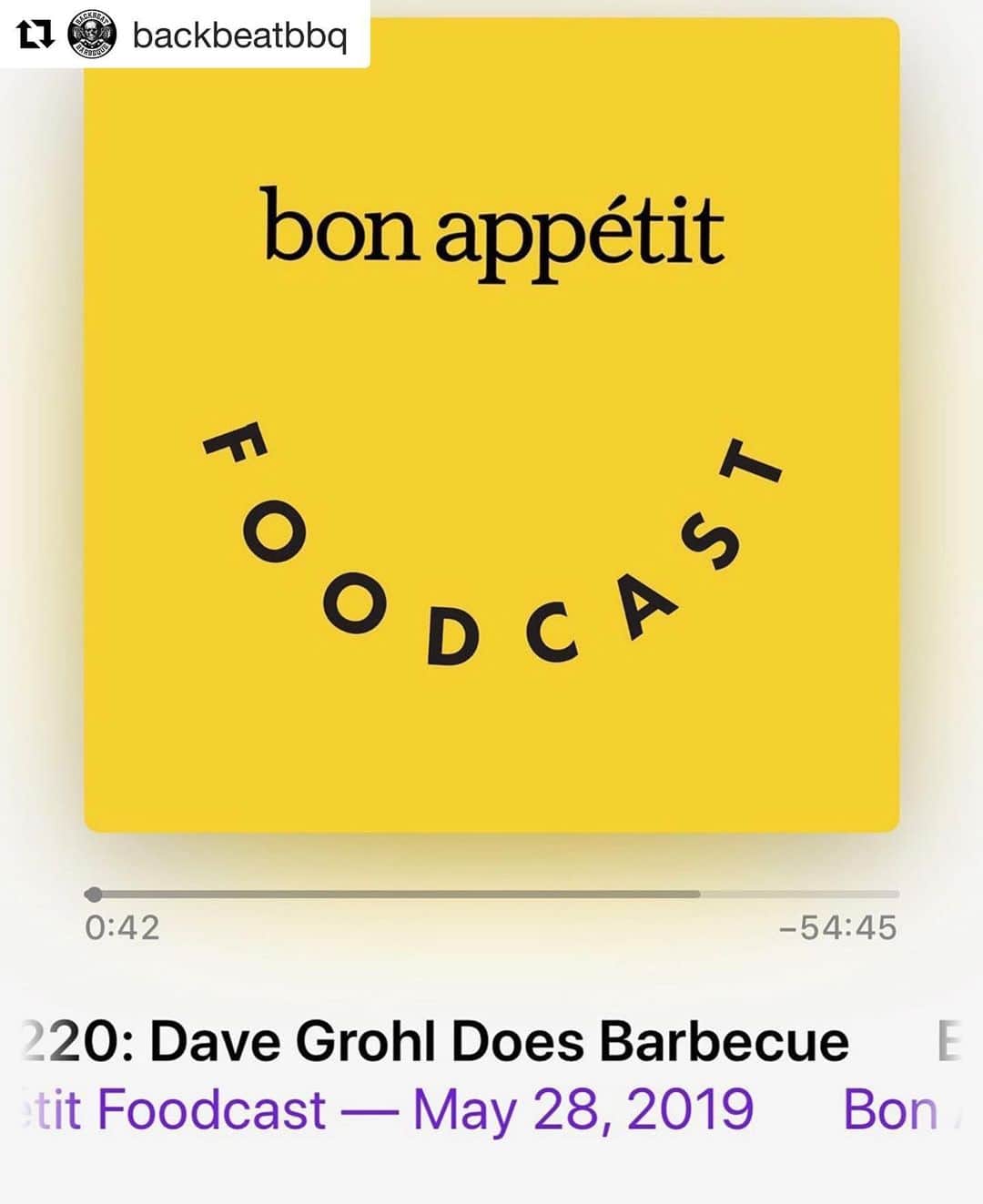 フー・ファイターズのインスタグラム：「#Repost @backbeatbbq x @bonappetitmag !! 👂Listen: link in bio. 🥩🍖 🚽👨‍🚒🐖 #backbeatbbq」