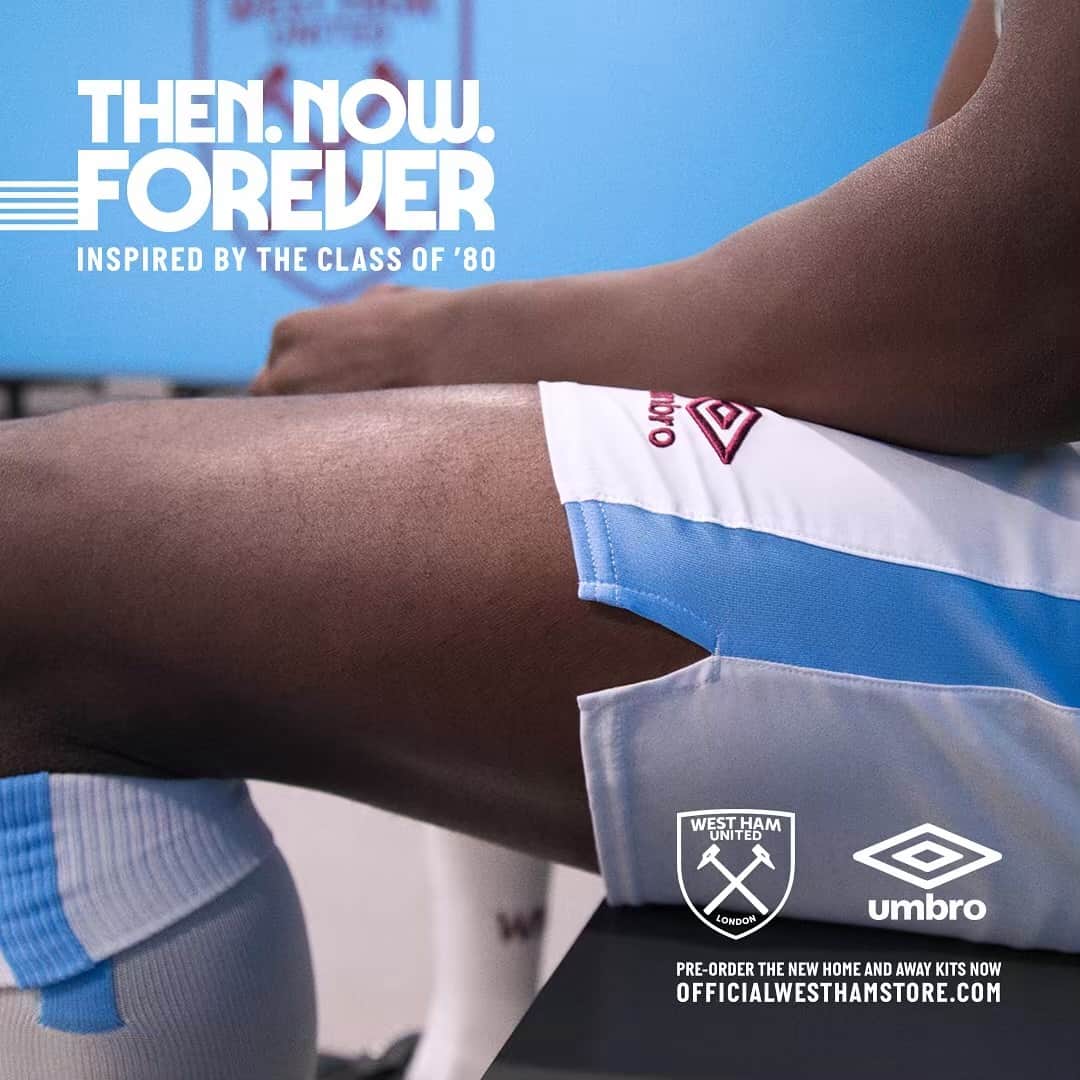UMBROさんのインスタグラム写真 - (UMBROInstagram)「#ThenNowForever - introducing the new @WestHam Home and Away kits for 19/20. ⚒」5月30日 16時05分 - umbro