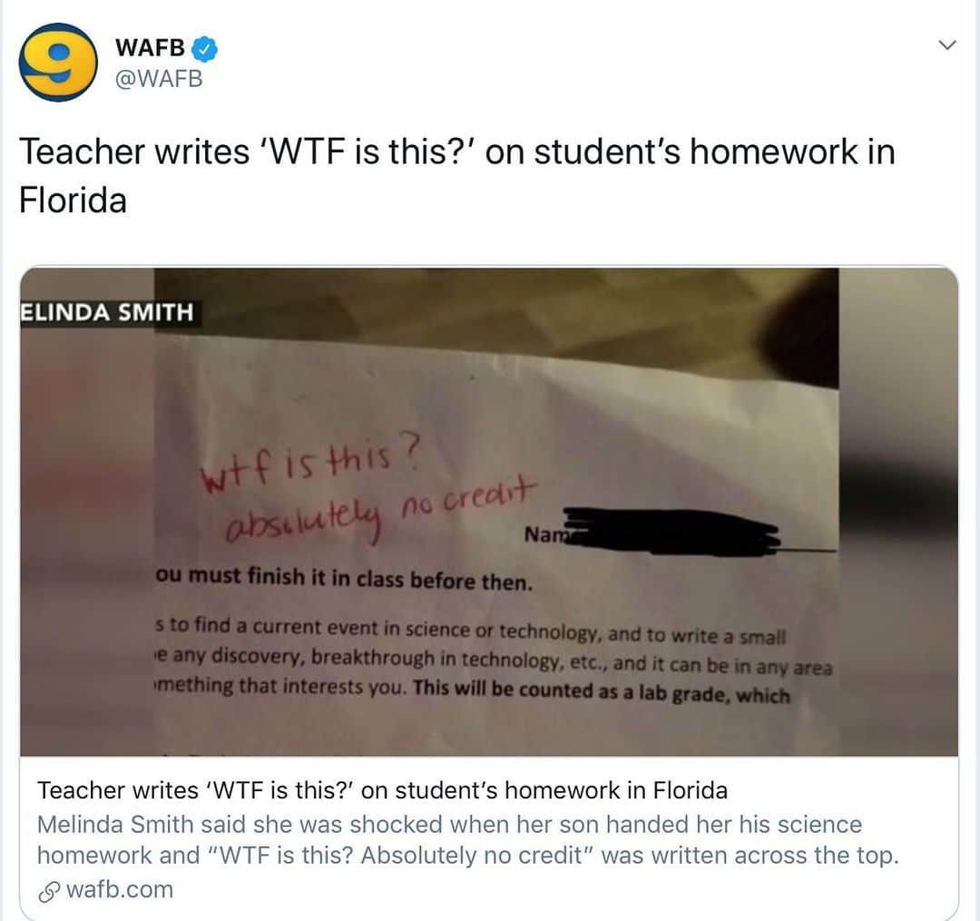 Taboo English®のインスタグラム：「This can’t be the first time a teacher has ever written “WTF” in red atop a student’s work. 😂 (Especially in Florida.) • • • • #florida #wtf #education #news #whatthefuck #teacherappreciation #angryparentsbelike」
